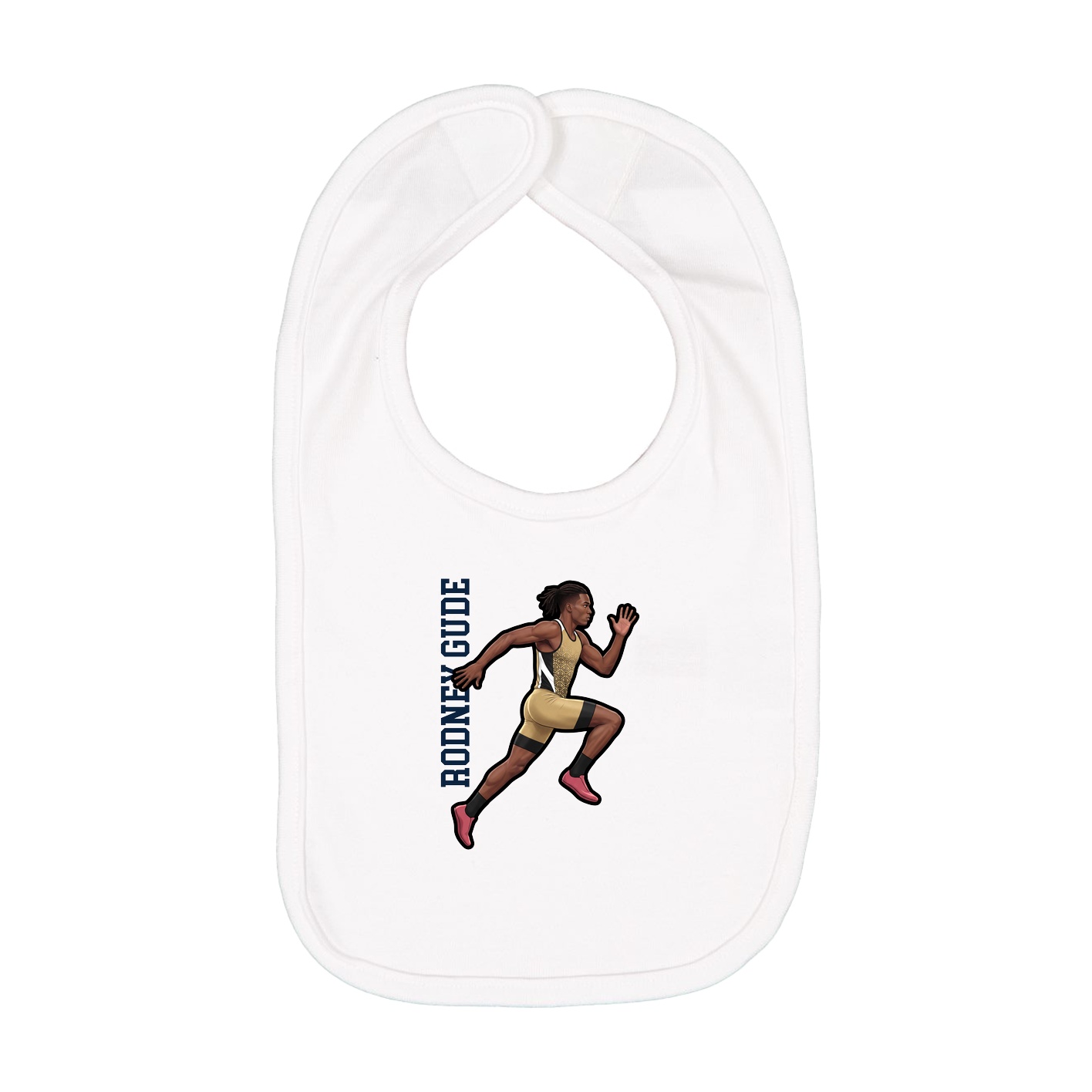 Infant Bib — Name Vertical in White