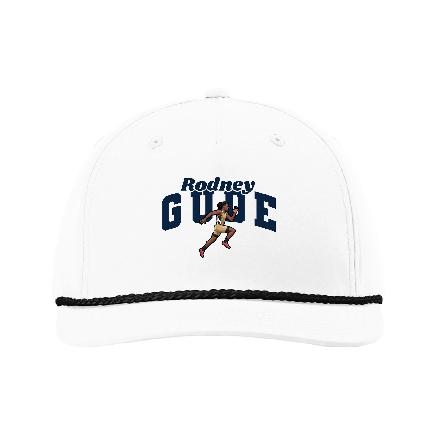 Five-Panel Classic Rope Cap — Signature Arch in White
