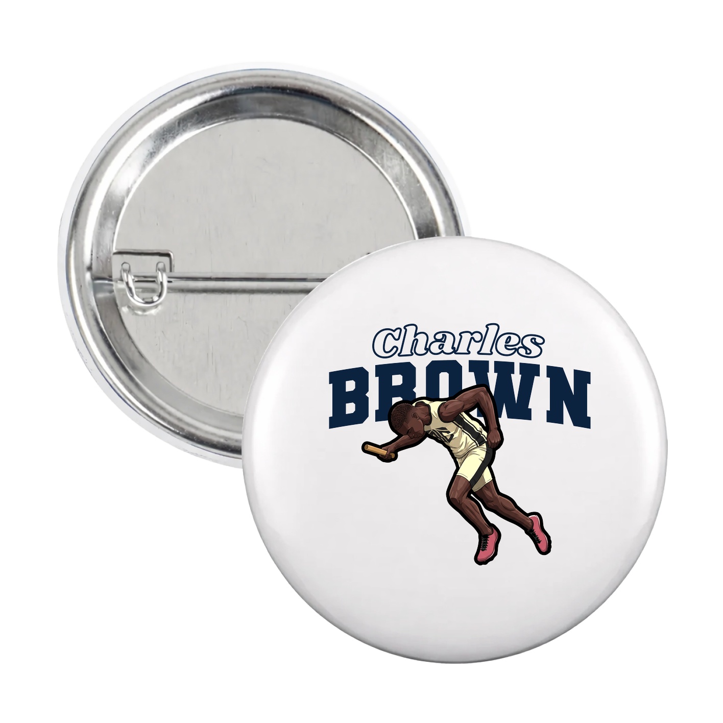 Game Day Button — Name Arch in White