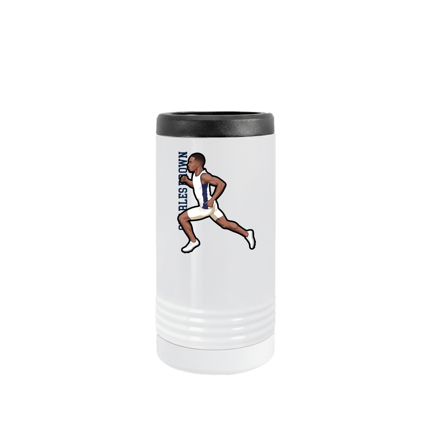 Slim Beverage Holder — Name Vertical in White