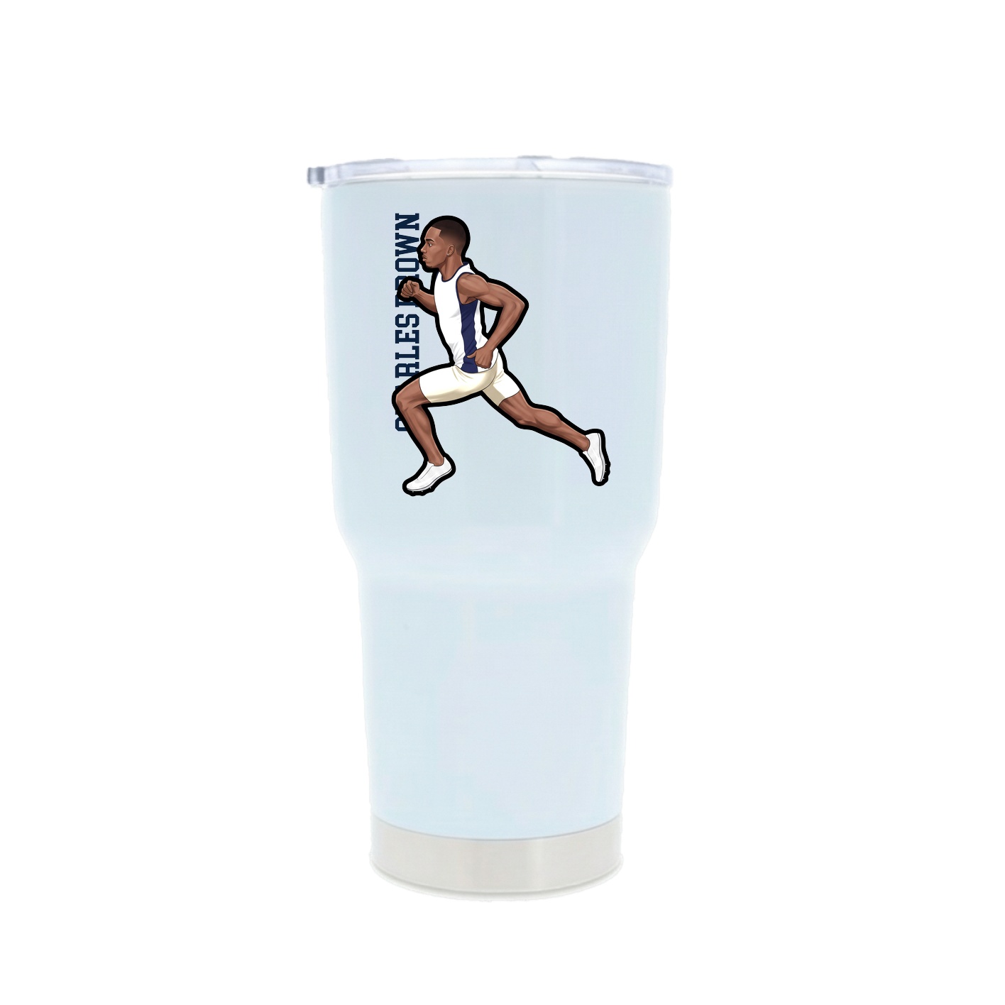 30oz Stainless Steel Tumbler — Name Vertical in White