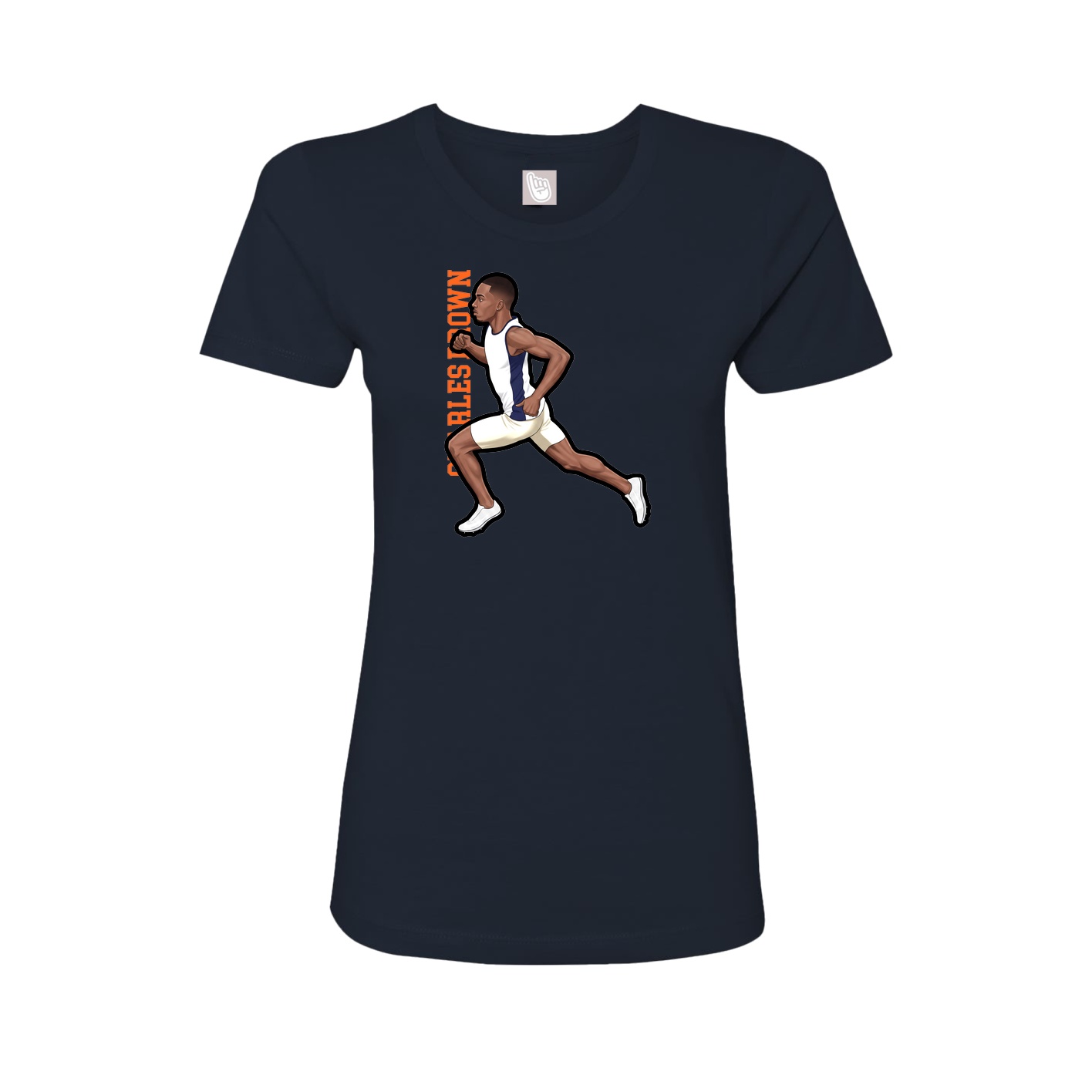Womens Tee — Name Vertical in Navy