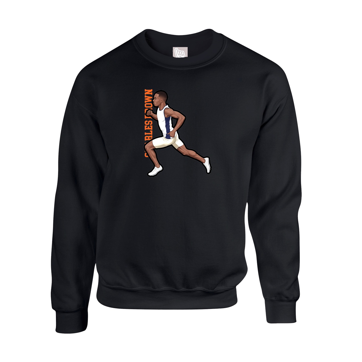 Fleece Crew — Name Vertical in Black
