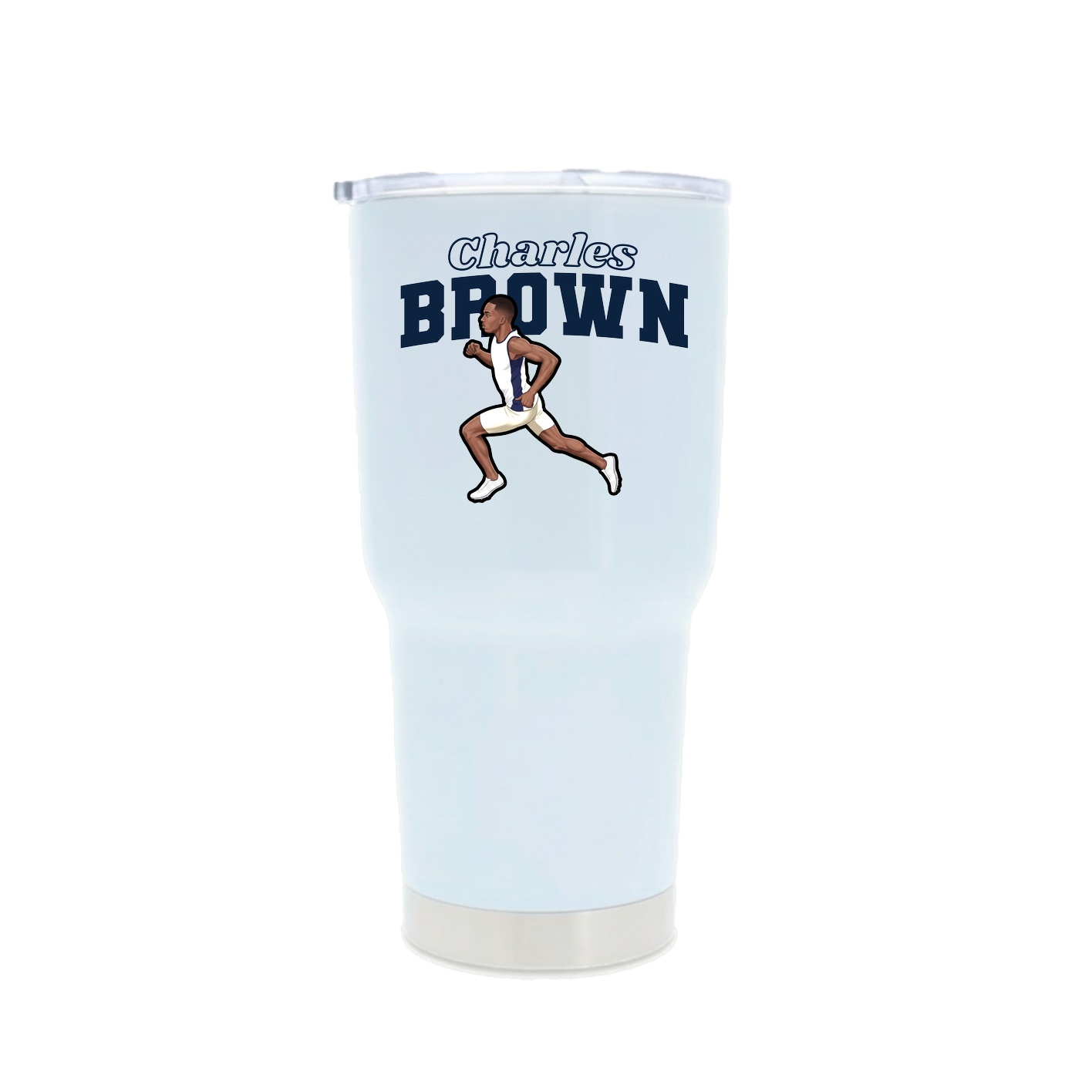 30oz Stainless Steel Tumbler — Name Arch in White