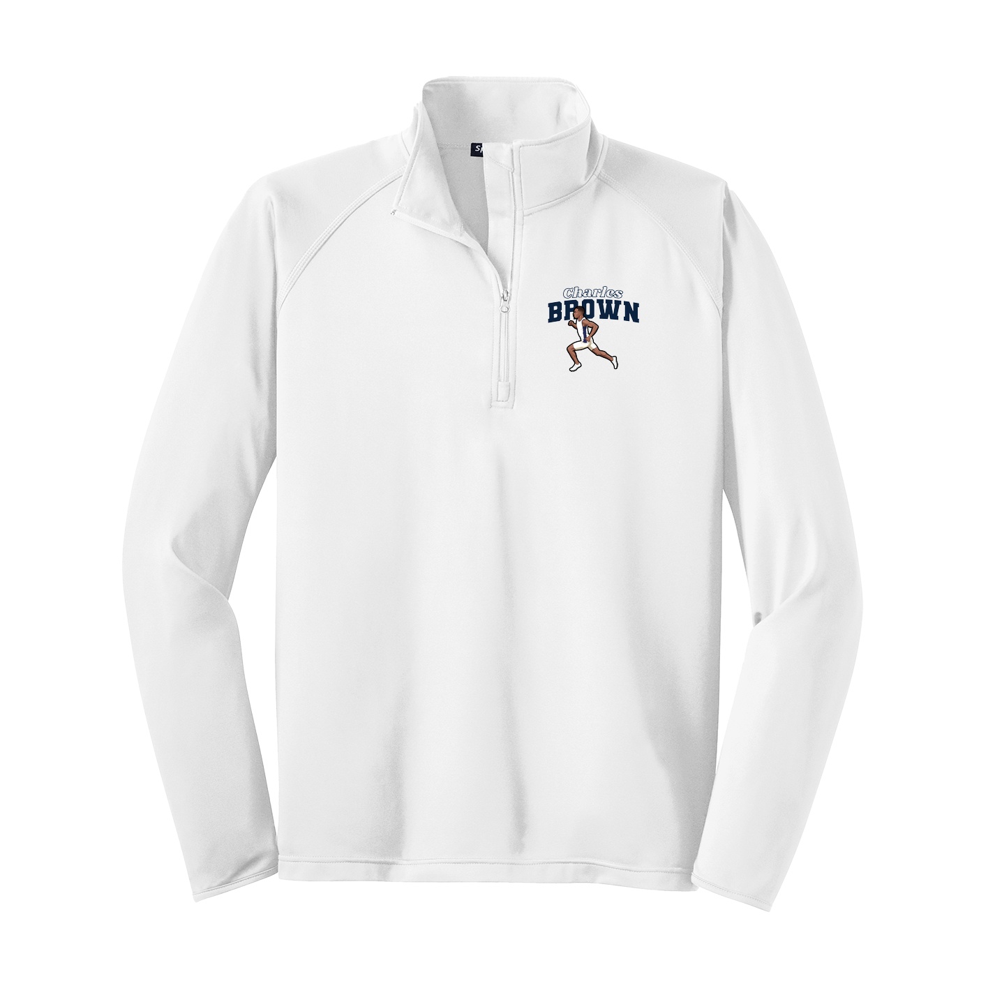Q-Zip Pullover — Name Arch in White