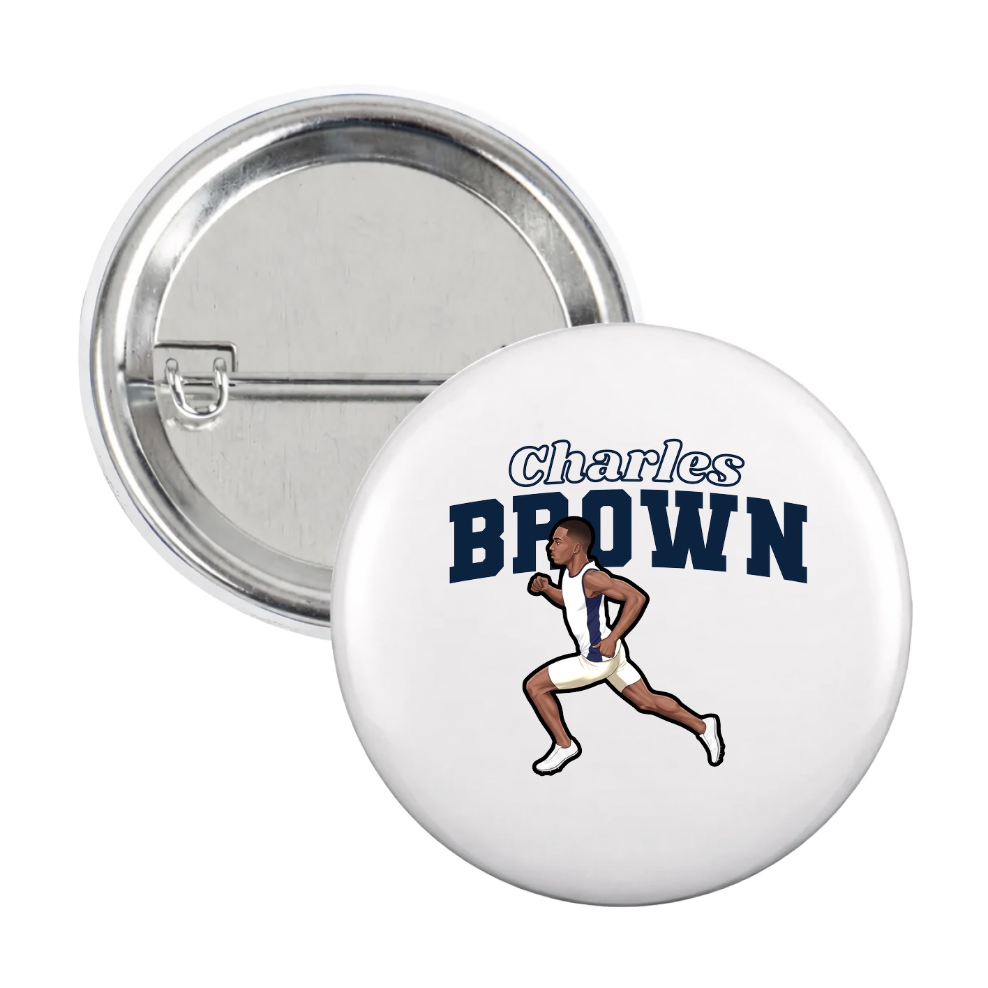Game Day Button — Name Arch in White