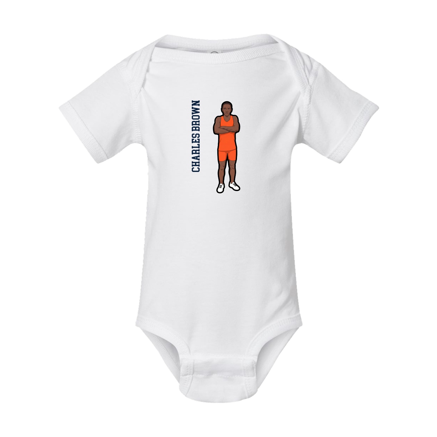 Baby Onesie — Name Vertical in White