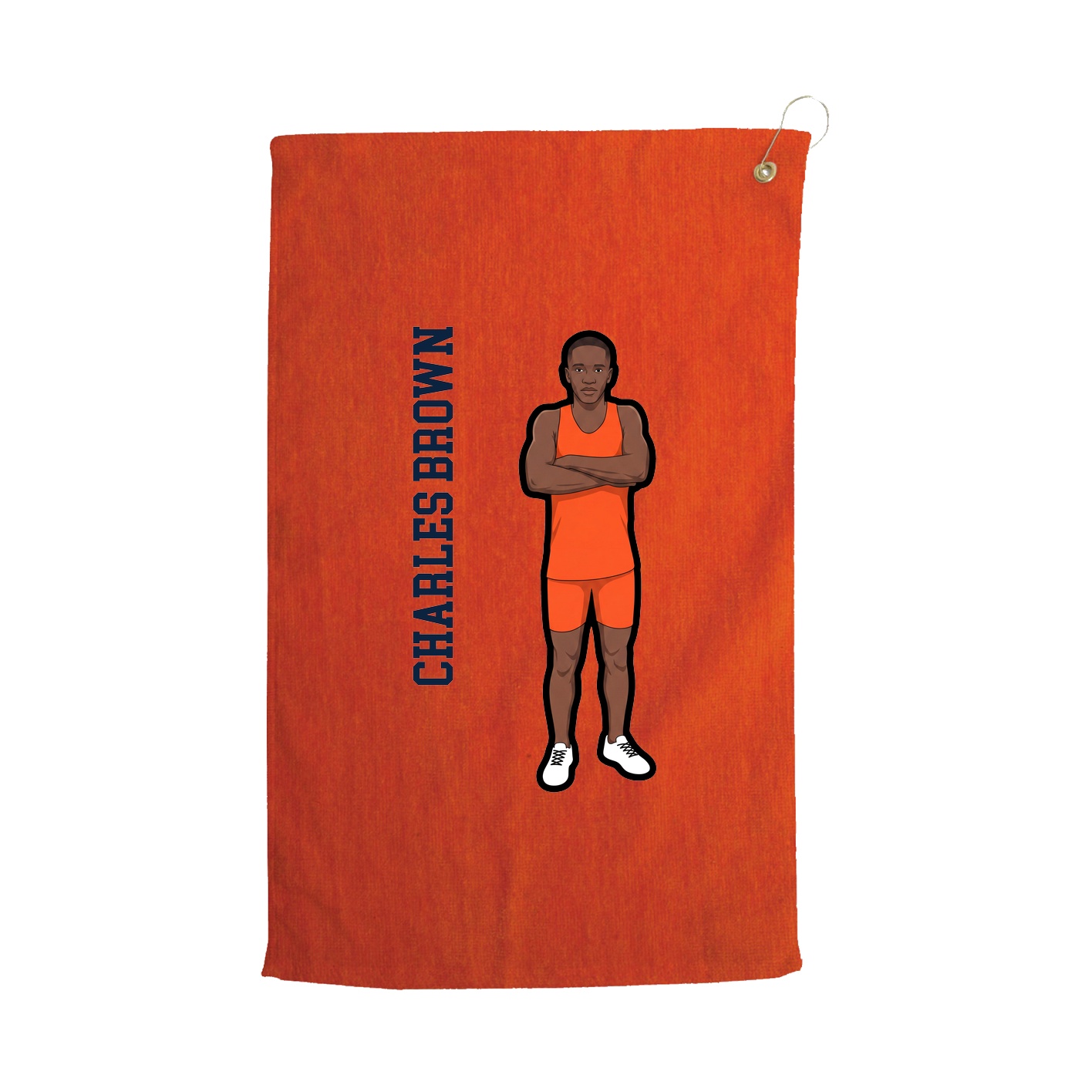 Golf Towel — Name Vertical in Orange
