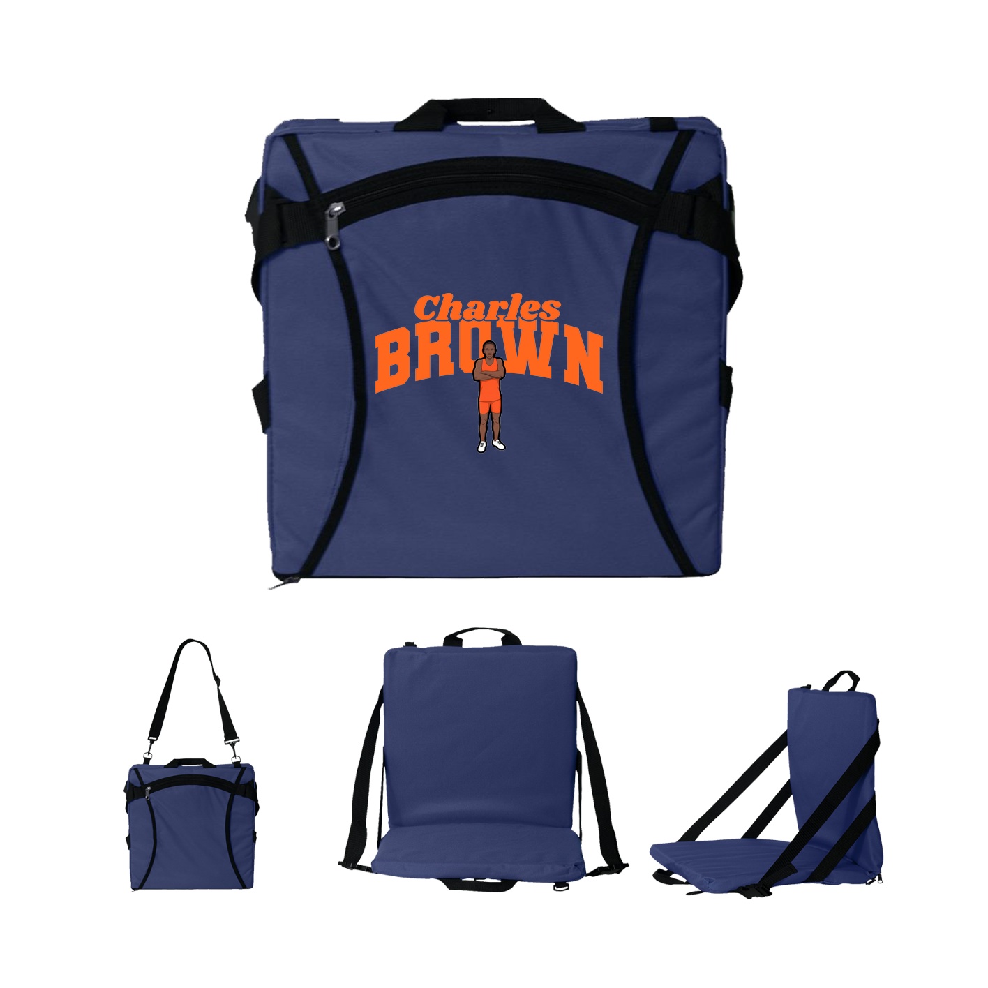 Folding Stadium Seat — Signature Arch in Navy