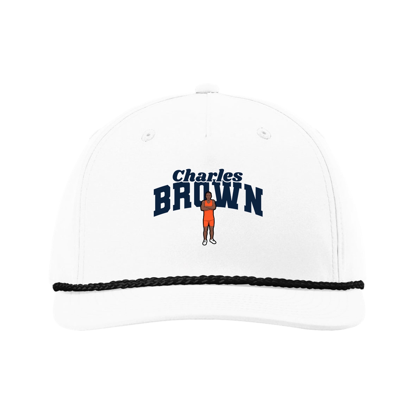 Five-Panel Classic Rope Cap — Signature Arch in White