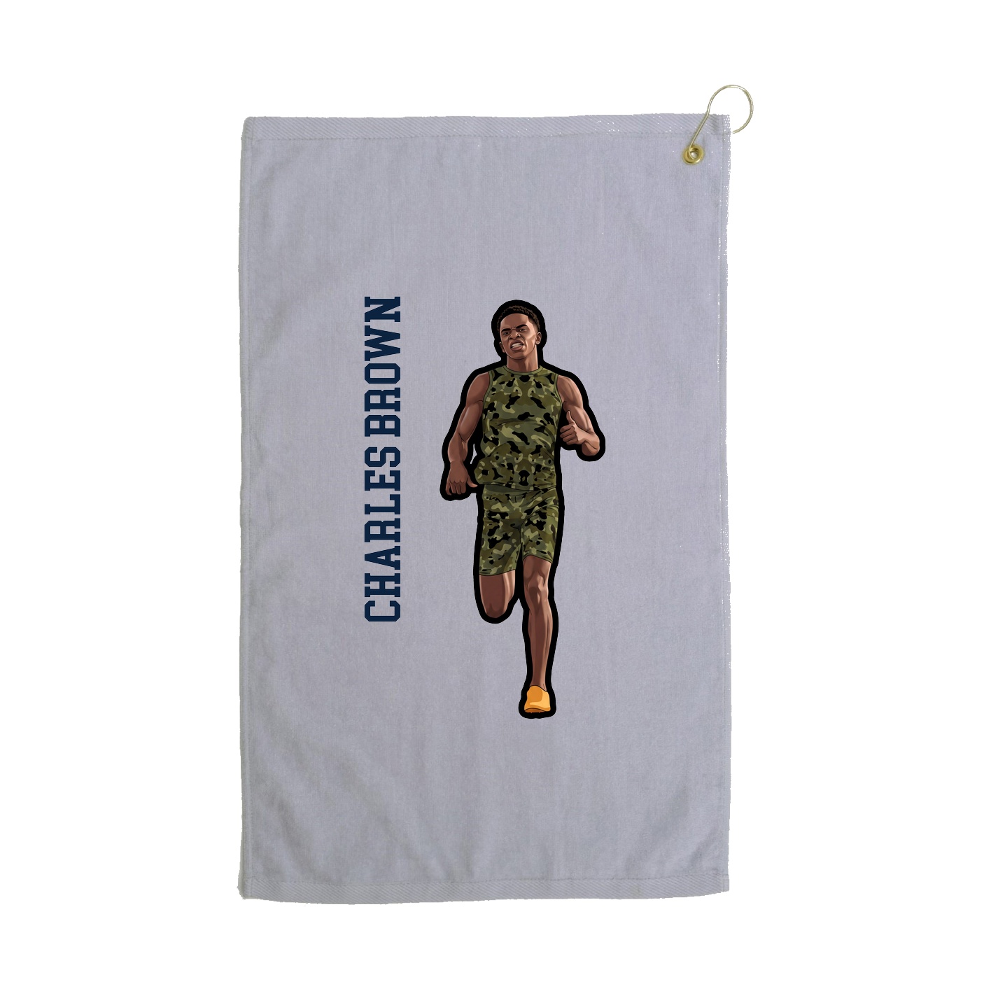 Golf Towel — Name Vertical in Grey