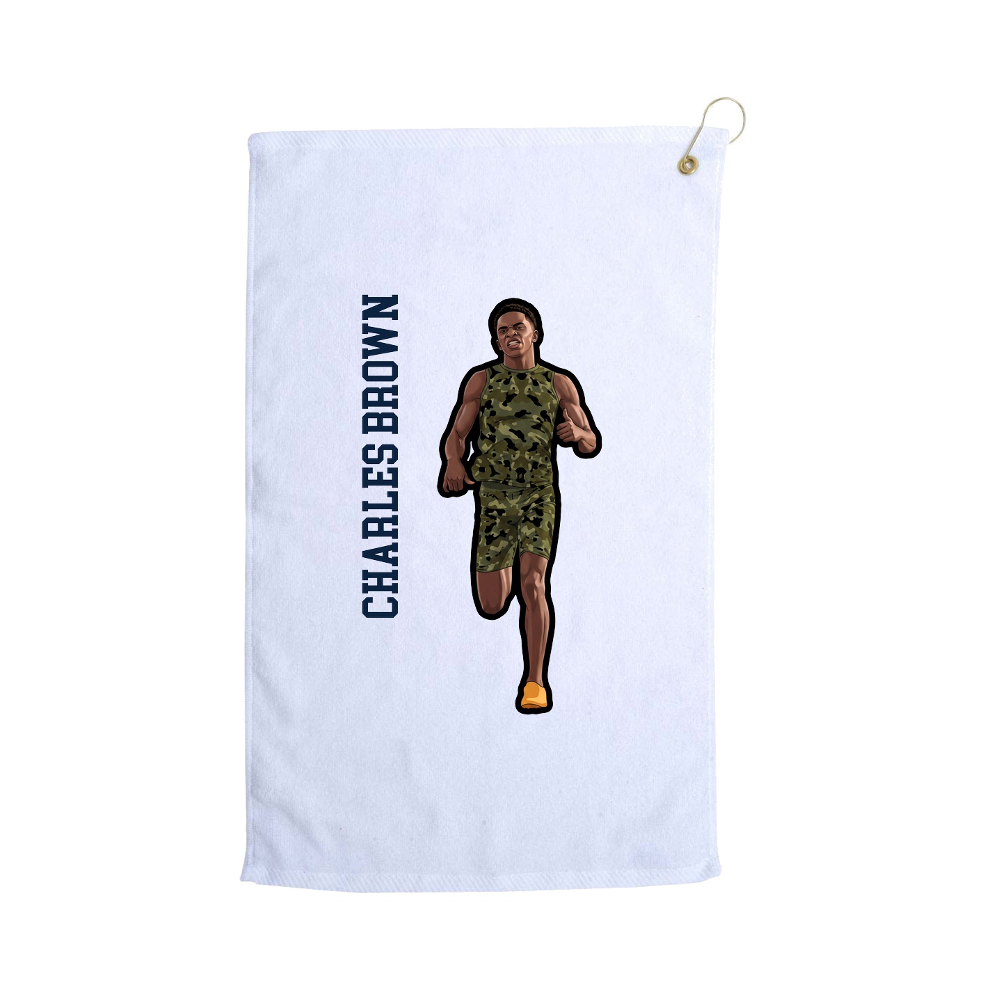 Golf Towel — Name Vertical in White