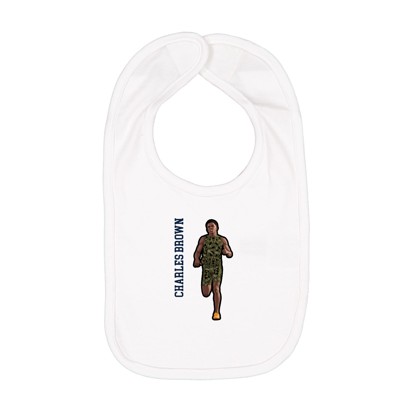 Infant Bib — Name Vertical in White