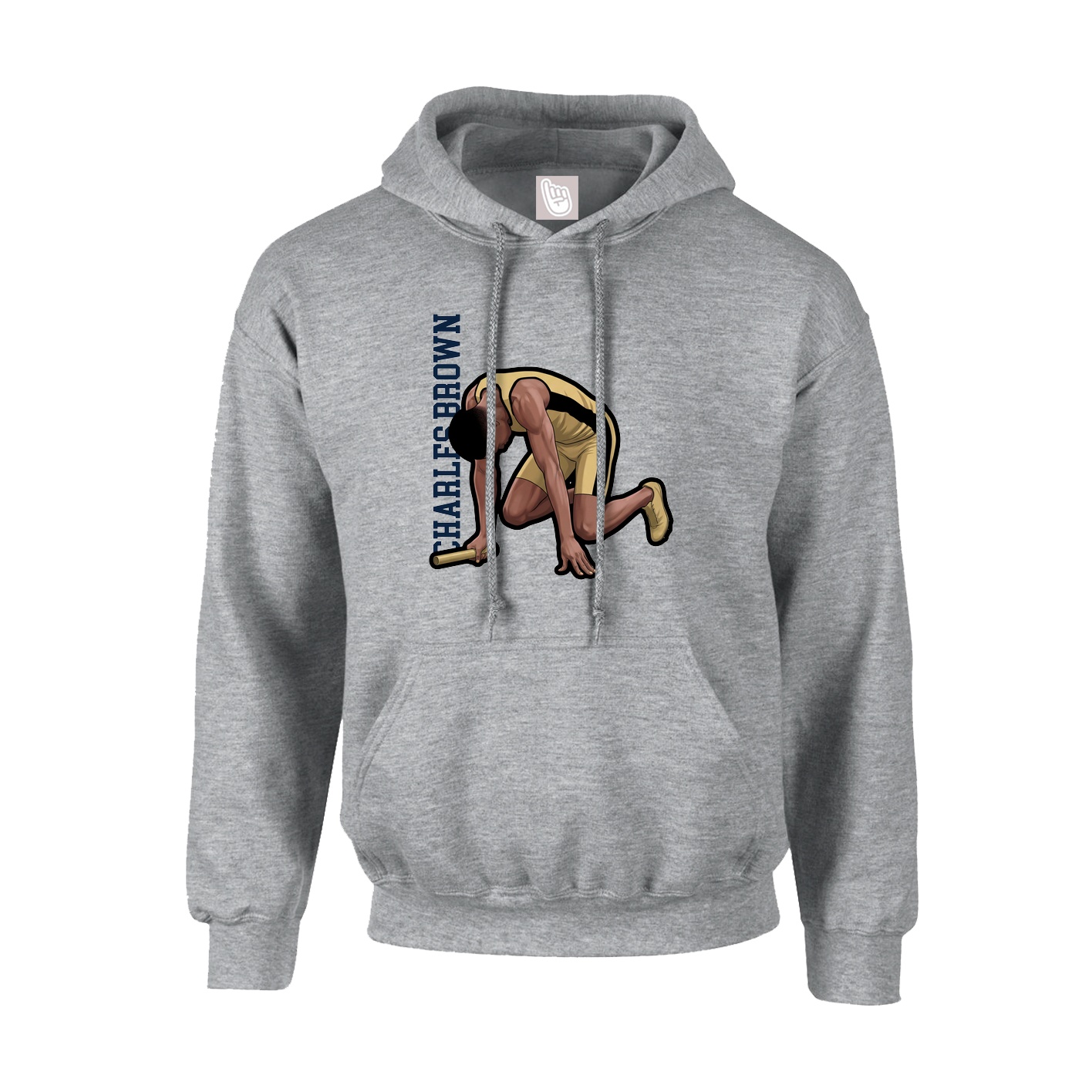 Hoodie — Name Vertical in Grey