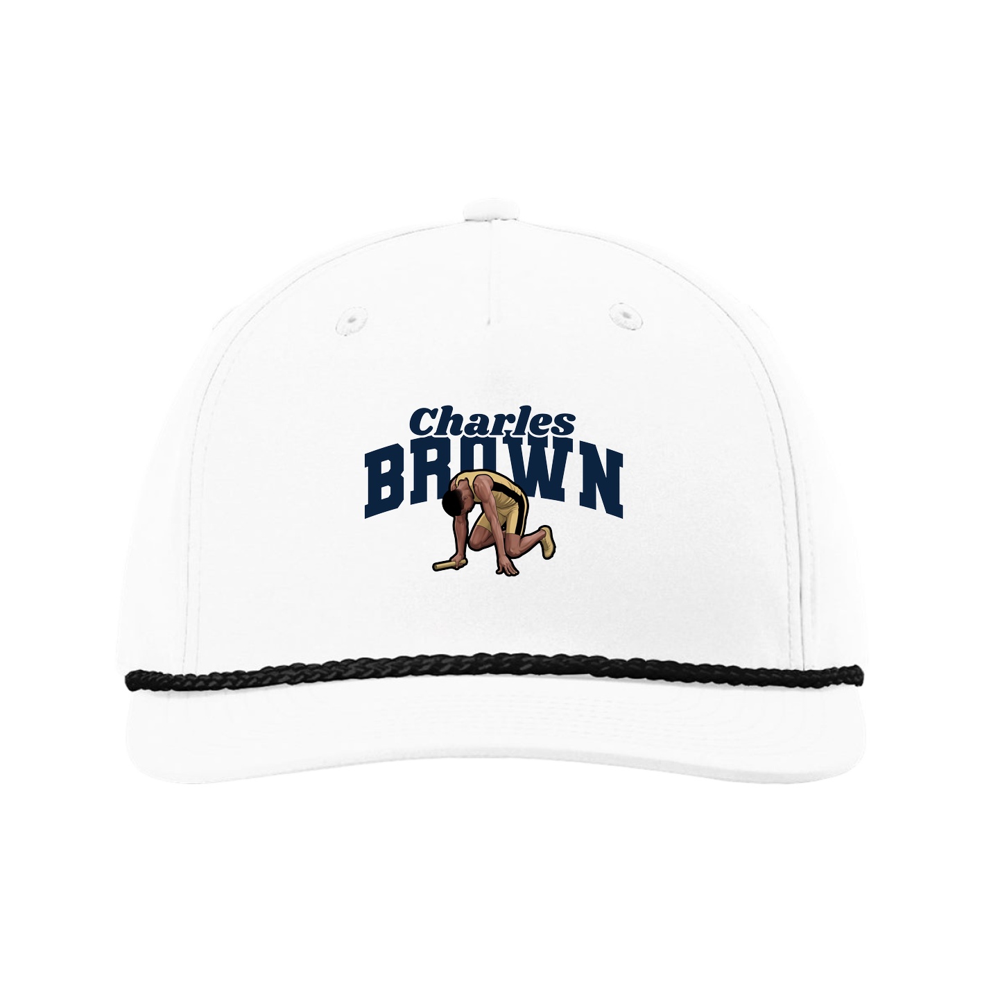 Five-Panel Classic Rope Cap — Signature Arch in White