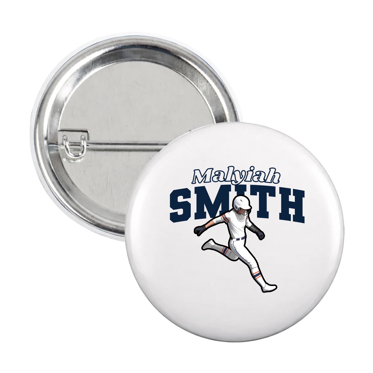 Game Day Button — Name Arch in White