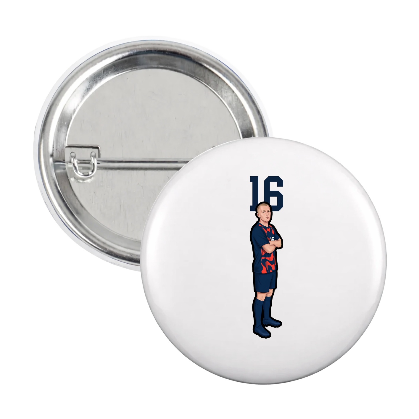 Game Day Button — Number Top in White