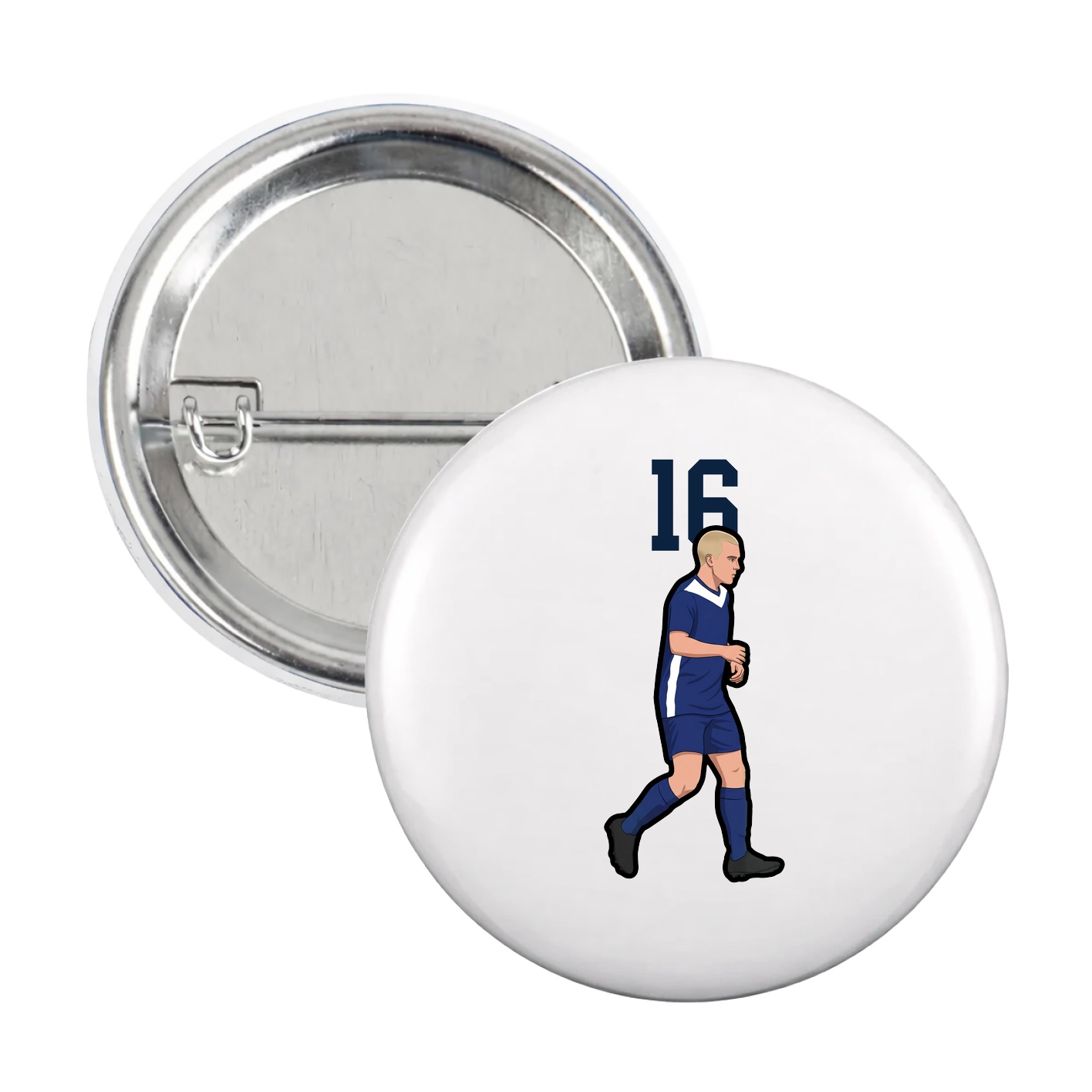 Game Day Button — Number Top in White