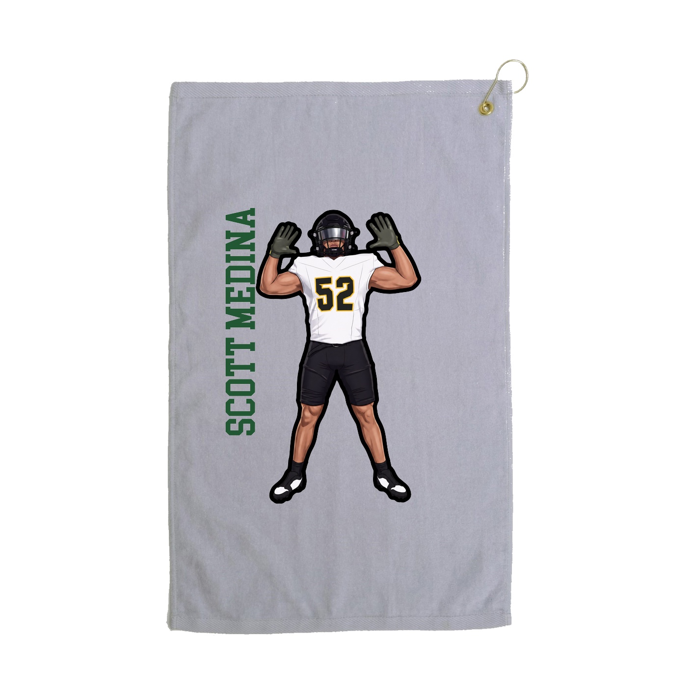 Golf Towel — Name Vertical in Grey