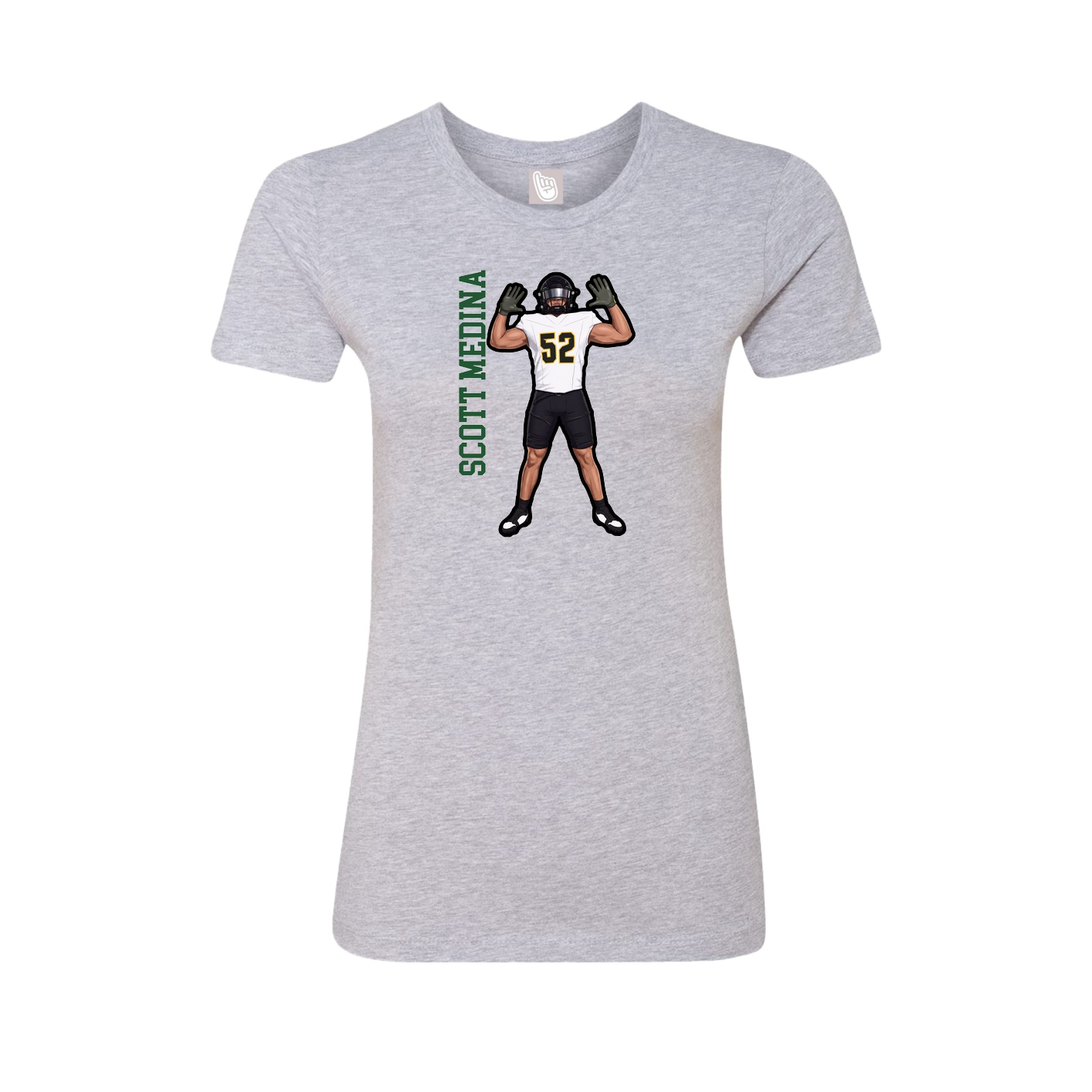 Fitted Women's Tee — Name Vertical in Grey