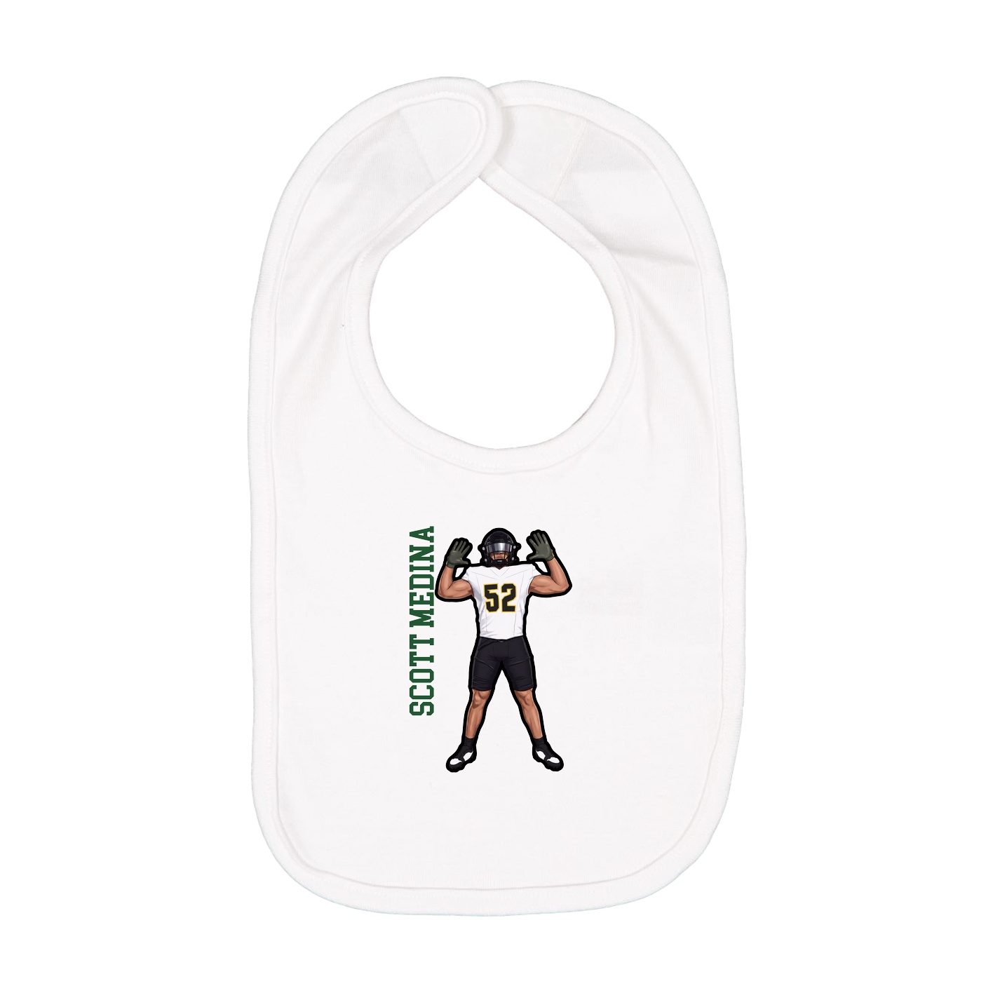 Infant Bib — Name Vertical in White