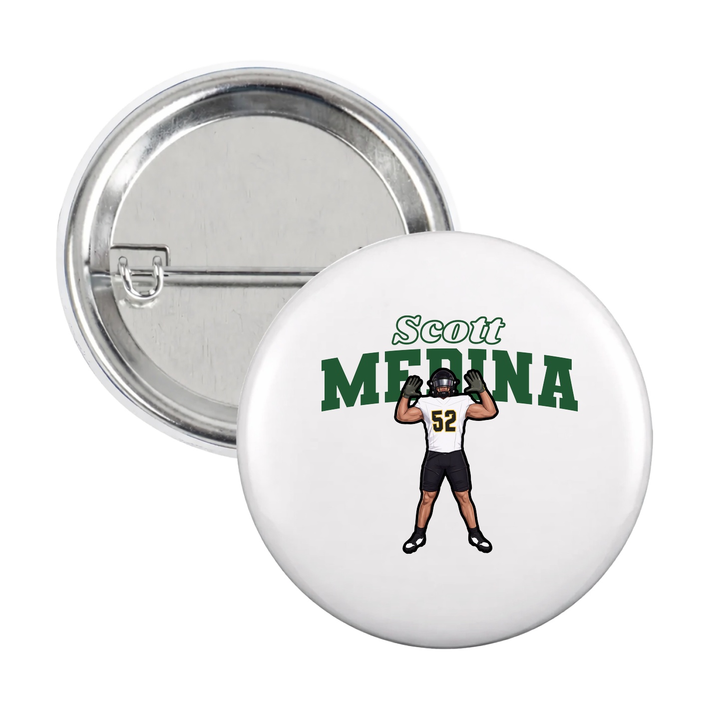Game Day Button — Name Arch in White