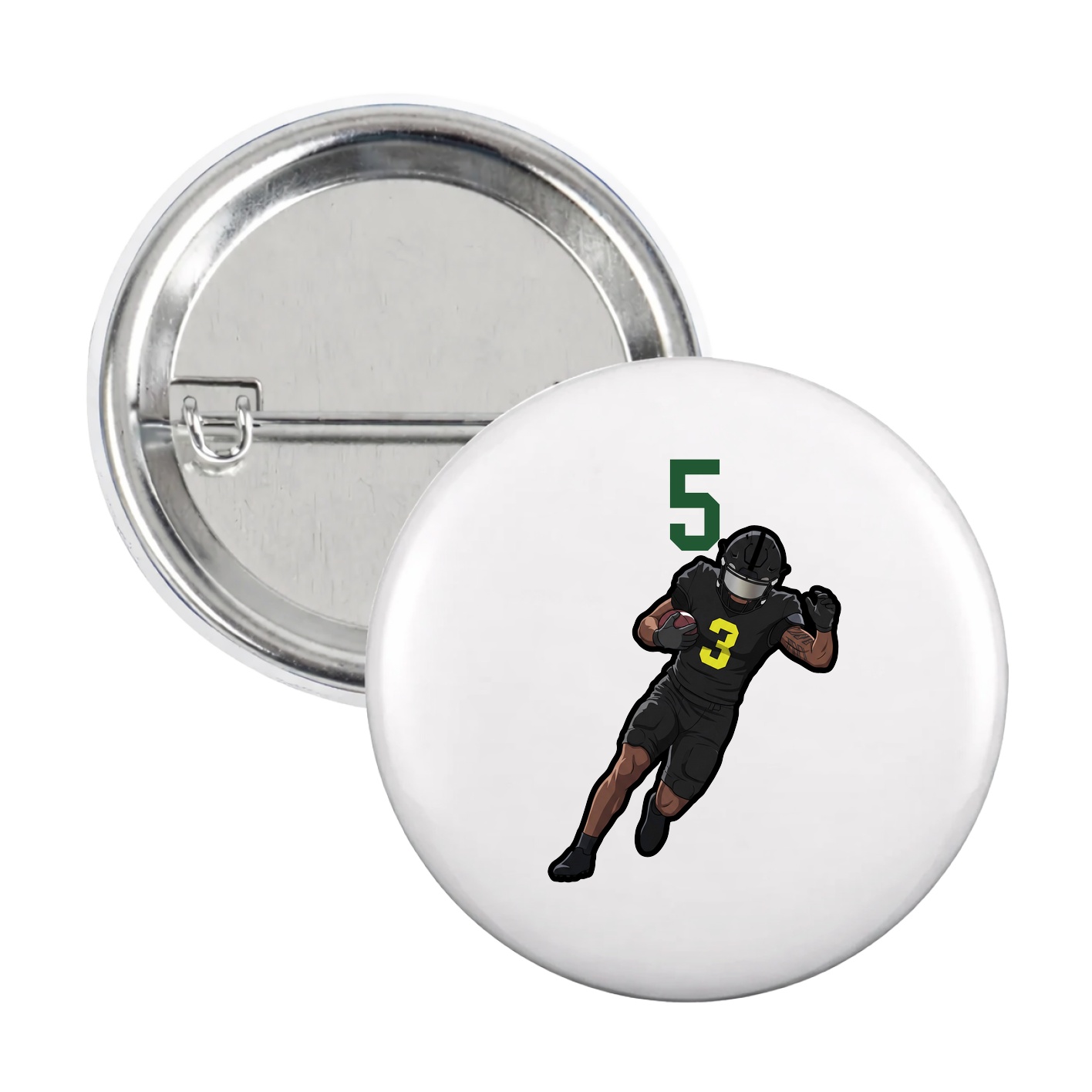 Game Day Button — Number Top in White