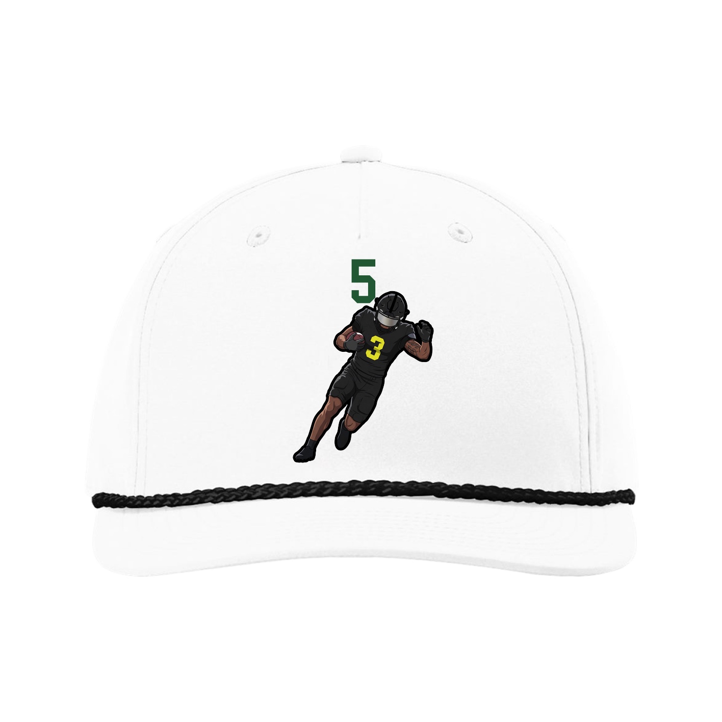 Five-Panel Classic Rope Cap — Number Top in White