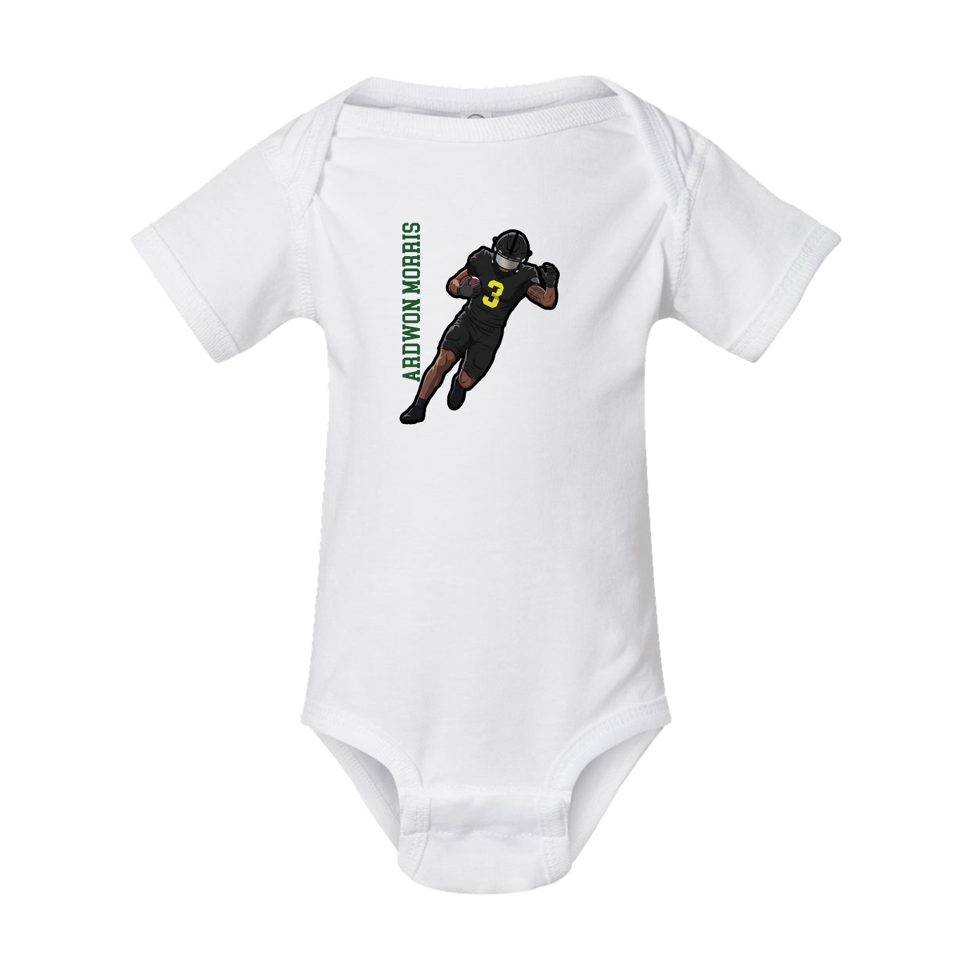Baby Onesie — Name Vertical in White