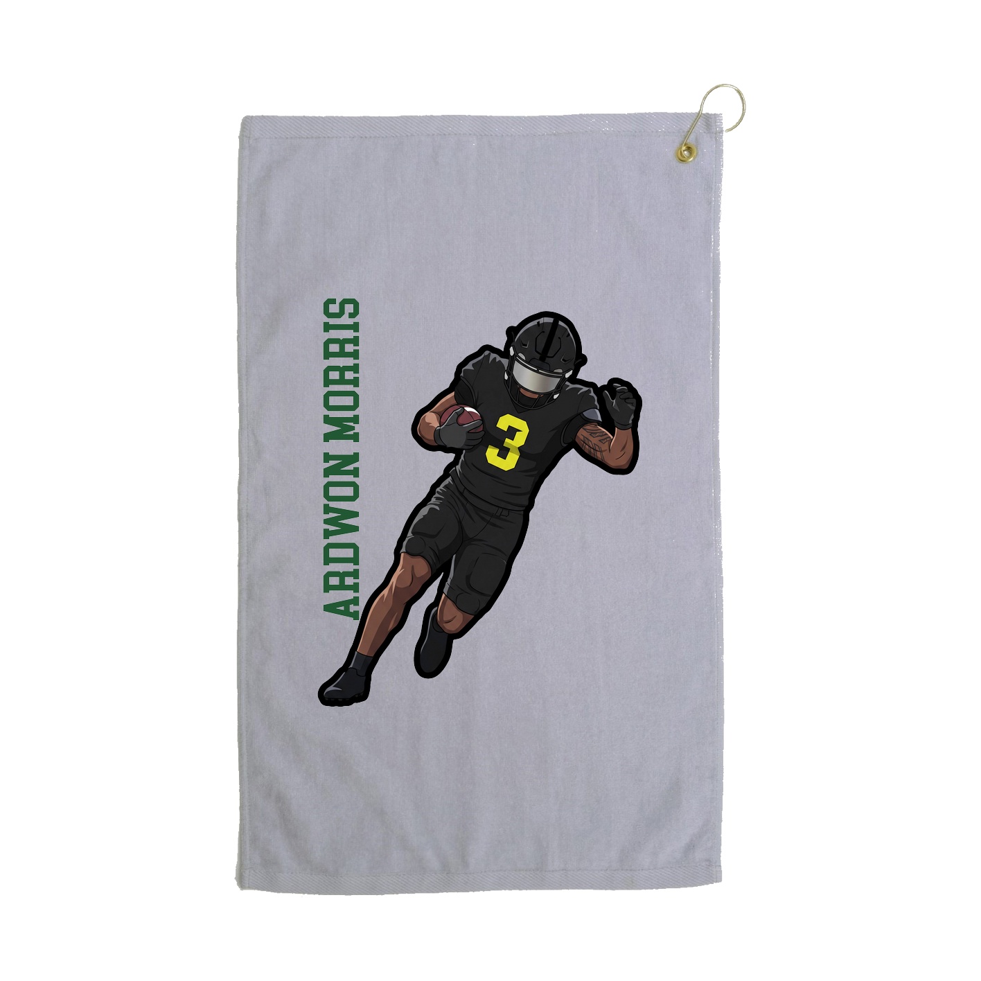 Golf Towel — Name Vertical in Grey