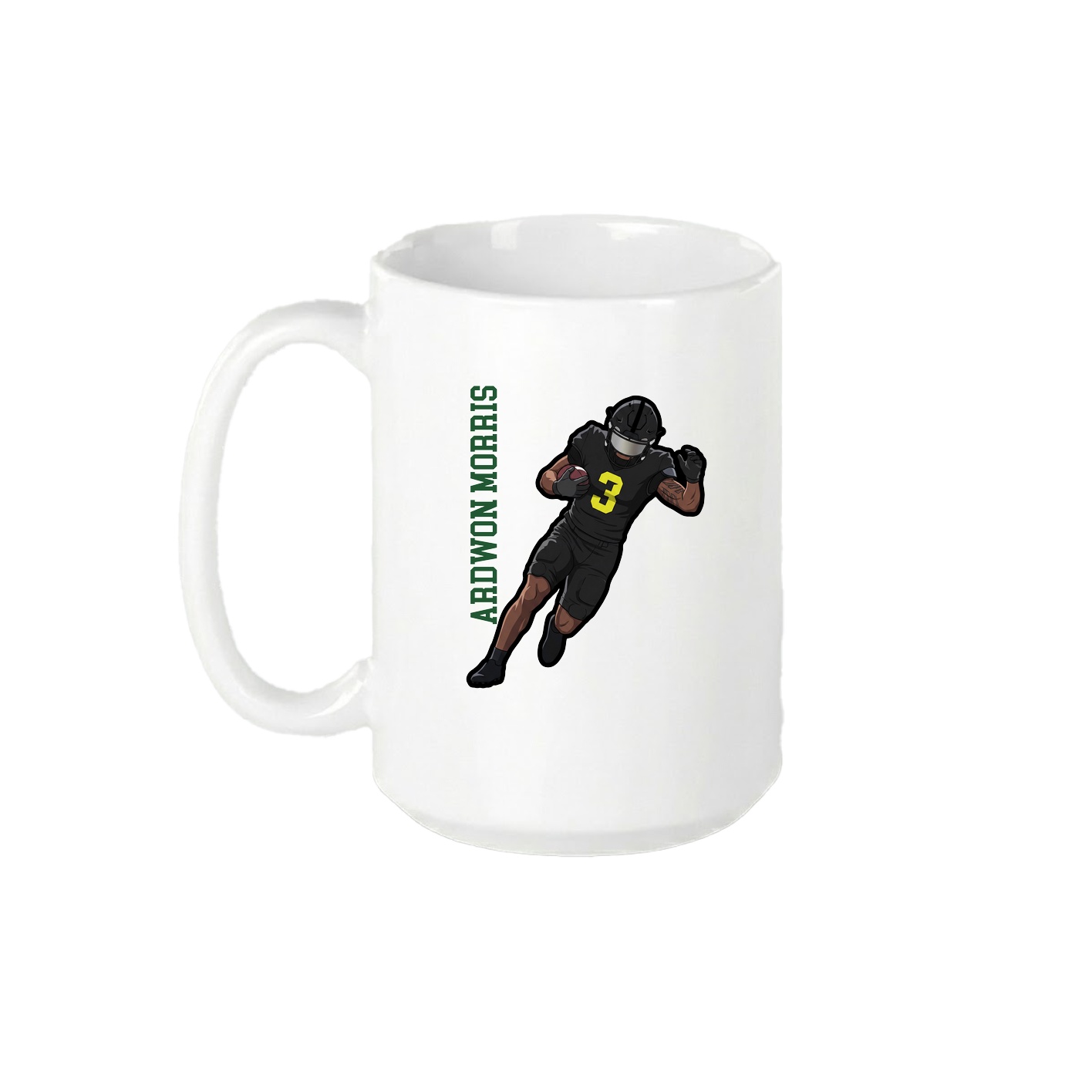15oz Coffee Mug — Name Vertical in White