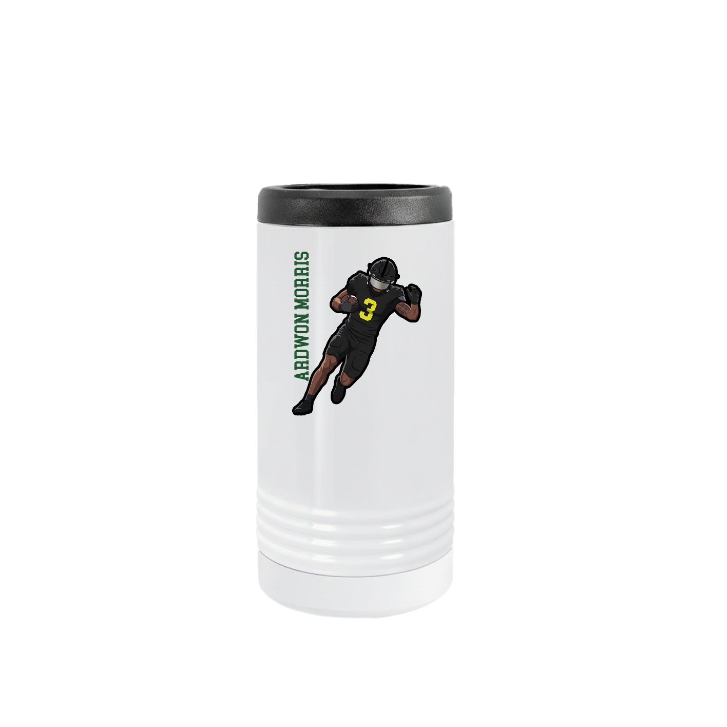 Slim Beverage Holder — Name Vertical in White