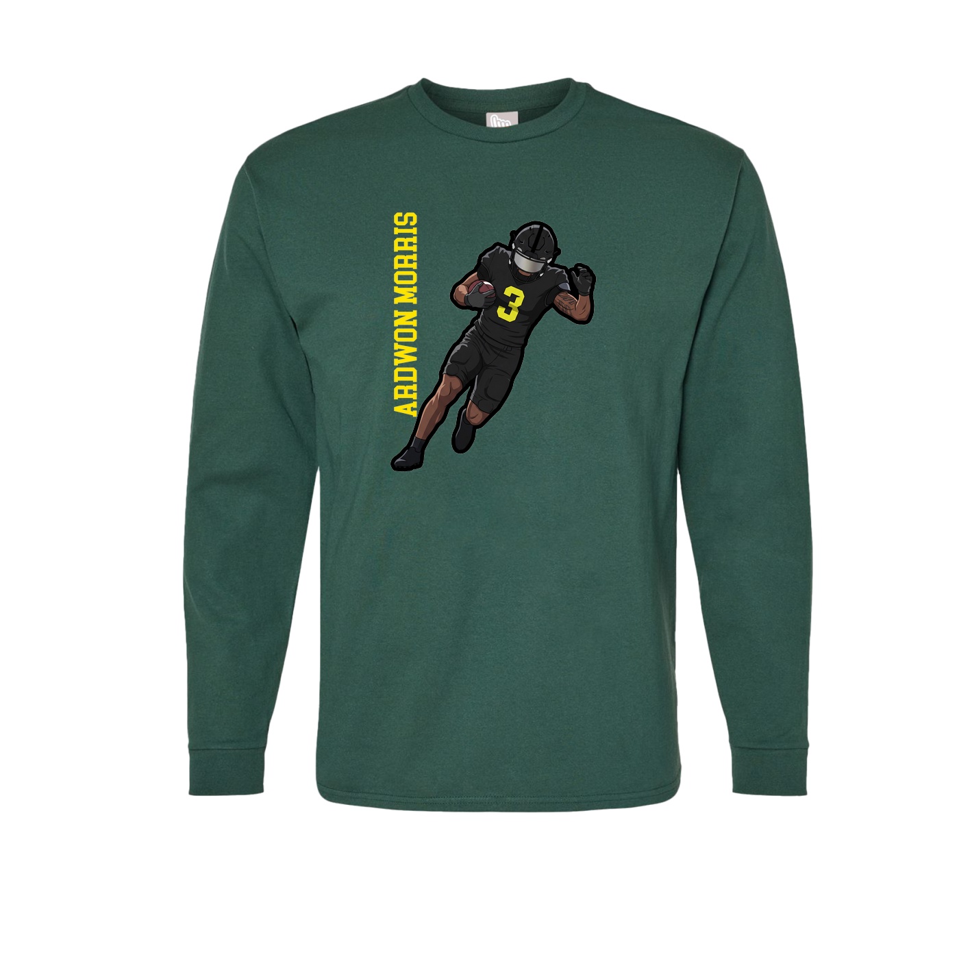 Long Sleeve Tee — Name Vertical in Green