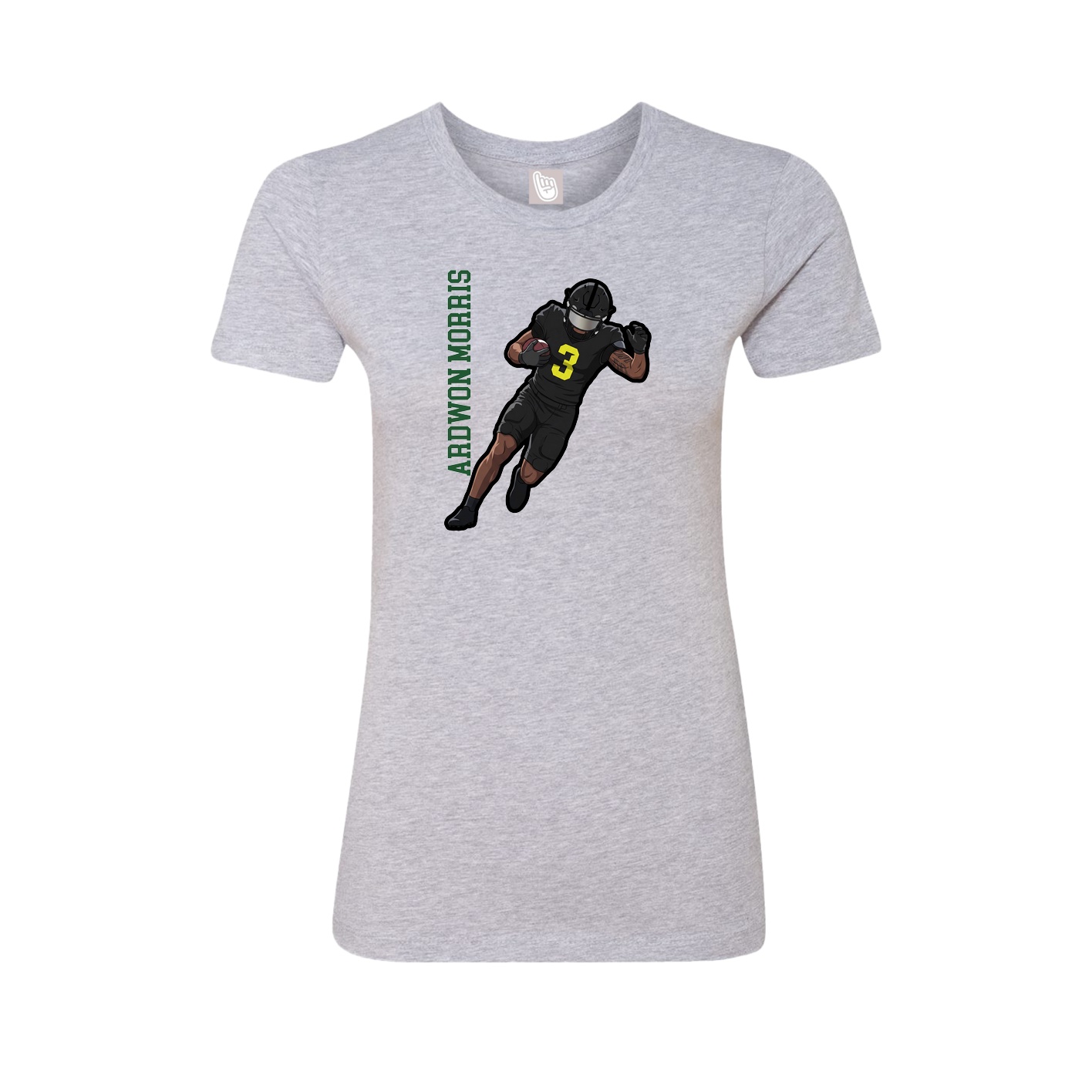 Fitted Women's Tee — Name Vertical in Grey