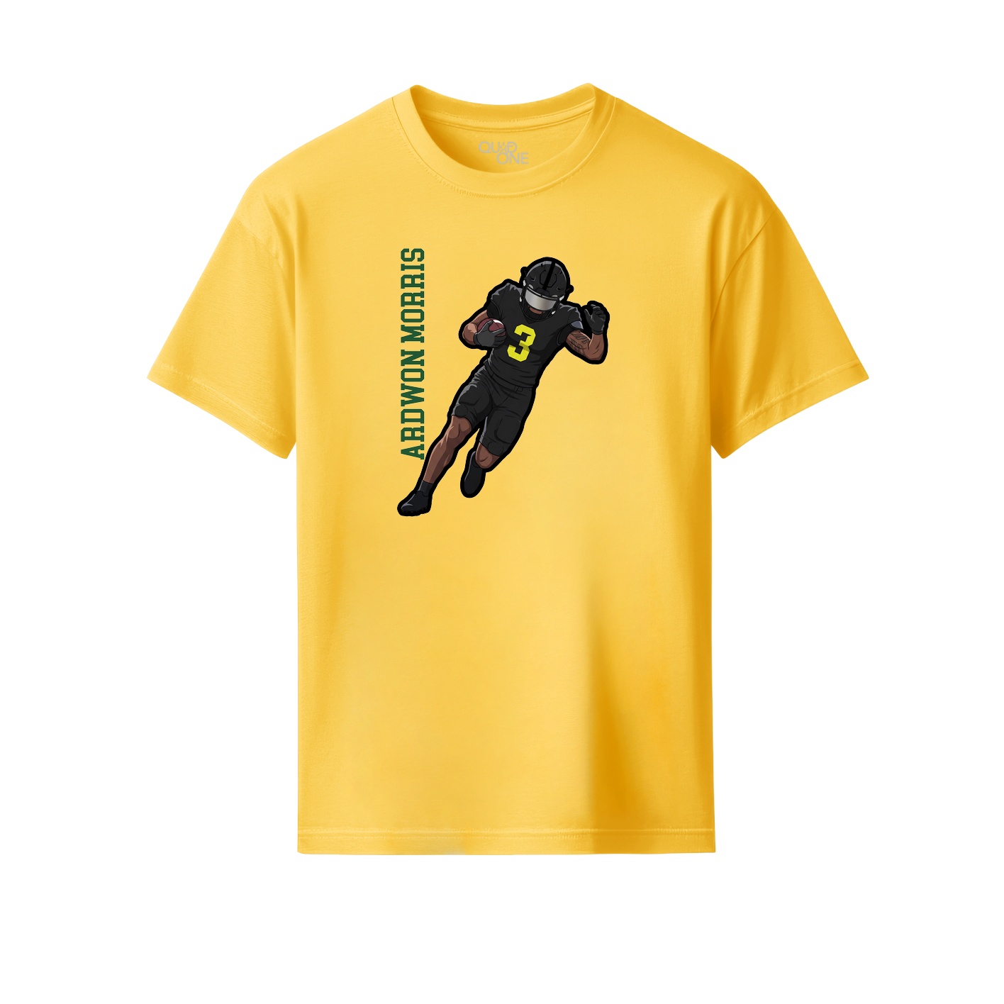 Youth Tee — Name Vertical in Yellow