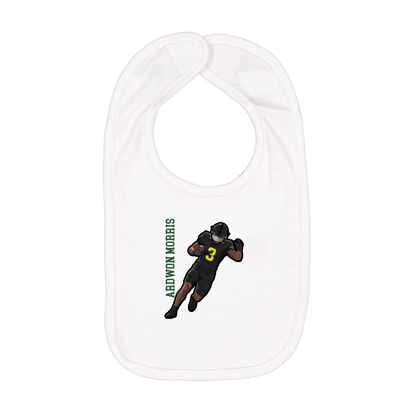 Infant Bib — Name Vertical in White
