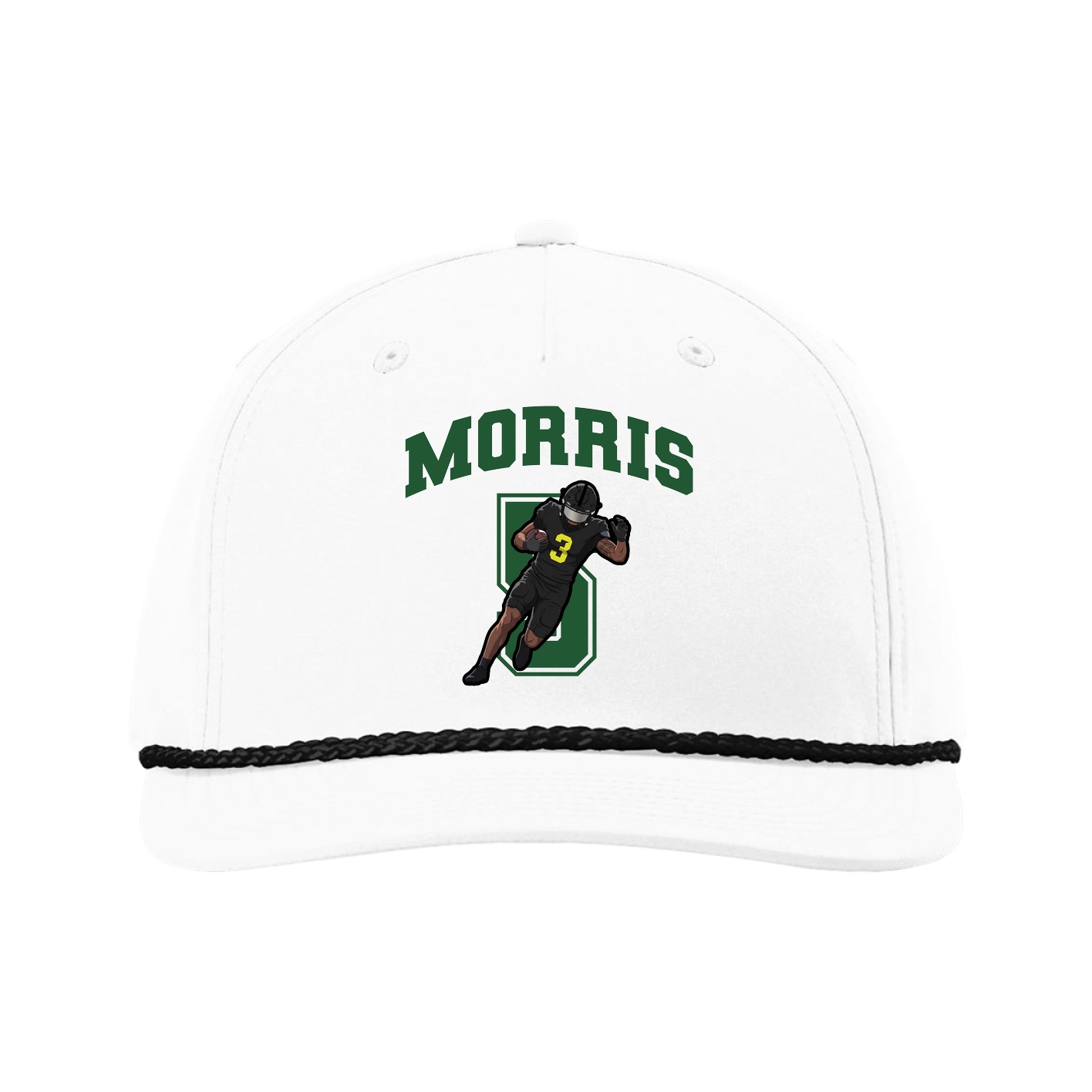 Five-Panel Classic Rope Cap — Number in White