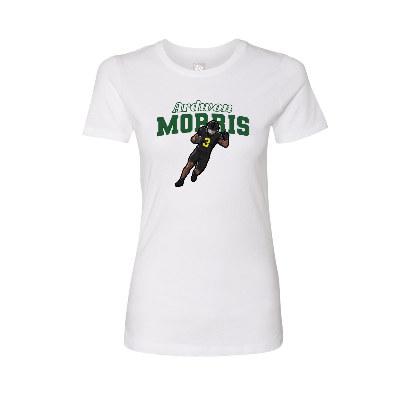 Fitted Women's Tee — Name Arch in White