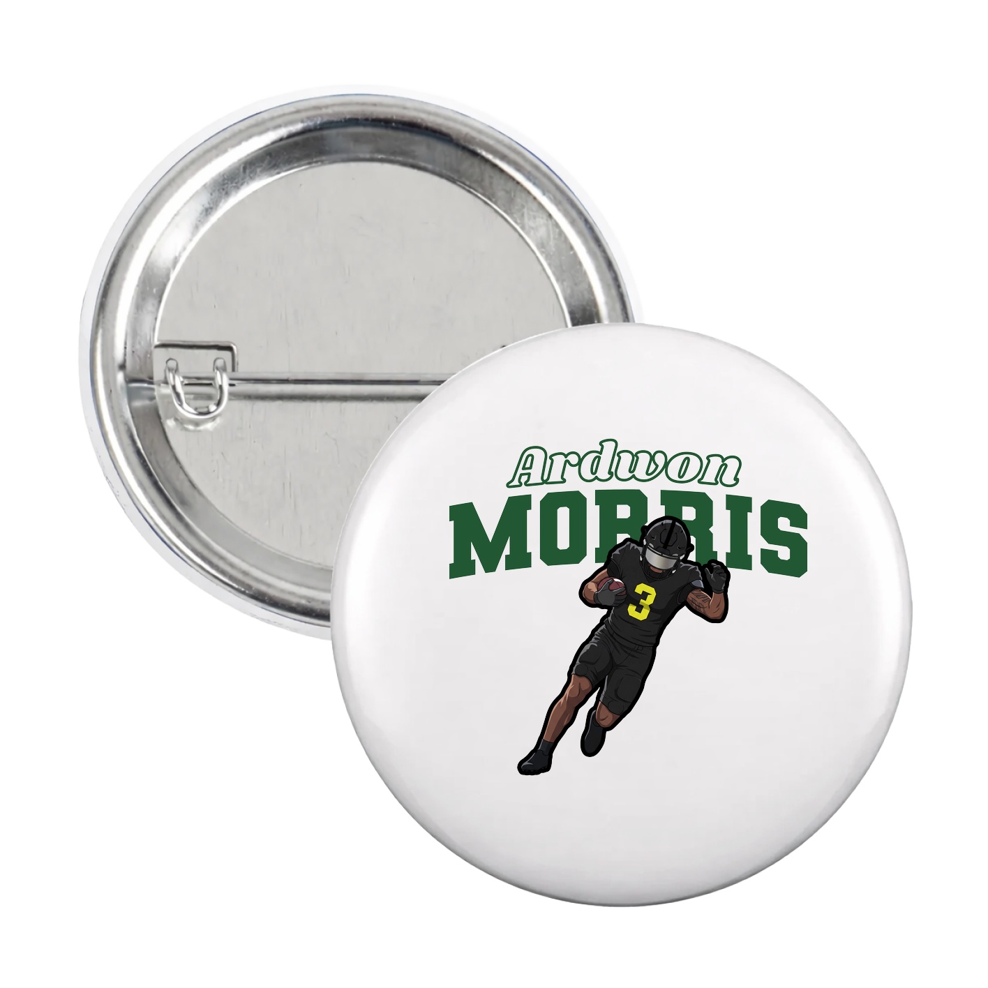 Game Day Button — Name Arch in White