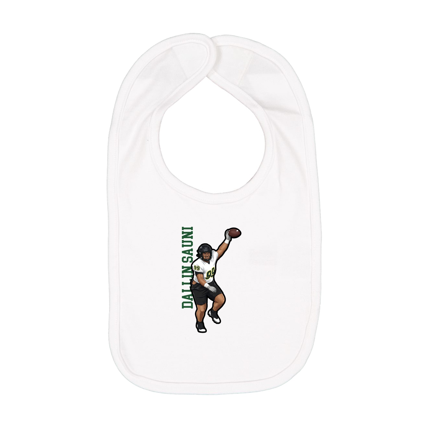 Infant Bib — Name Vertical in White