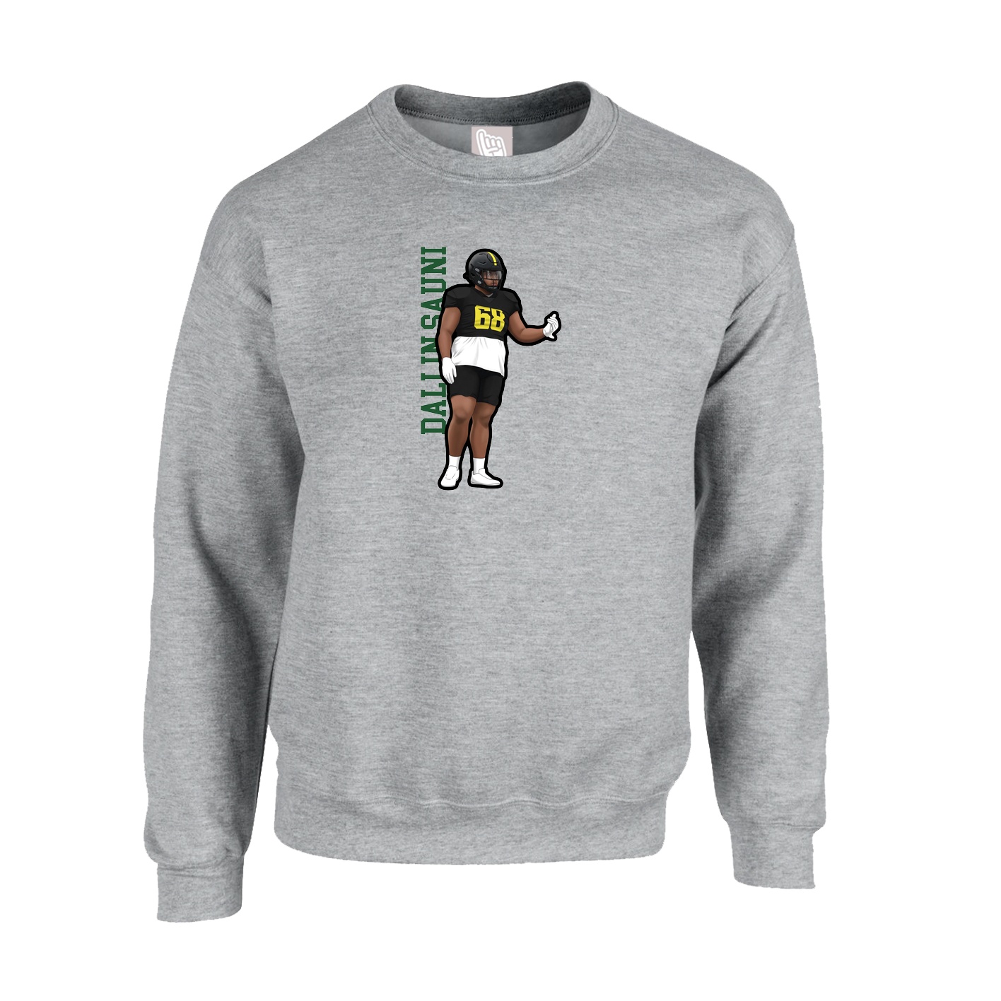 Fleece Crew — Name Vertical in Grey