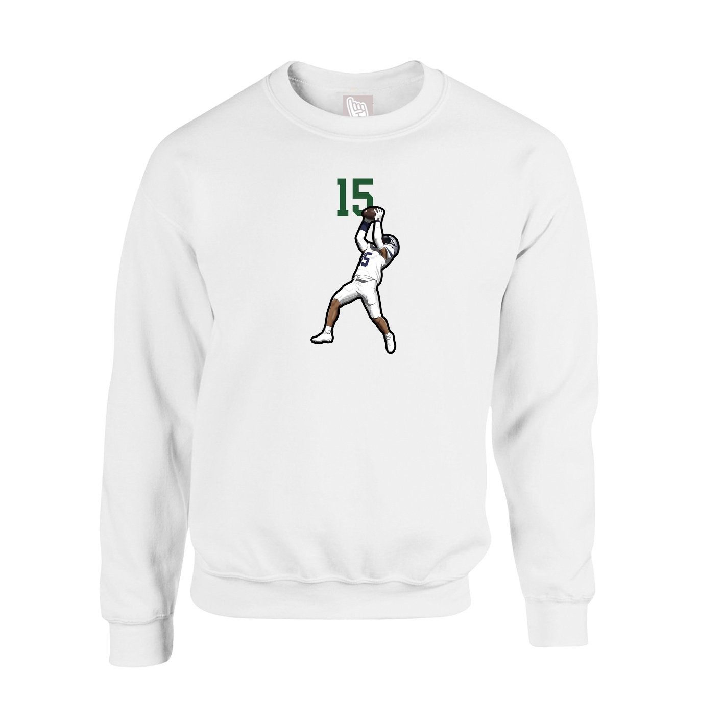 Fleece Crew — Number Top in White