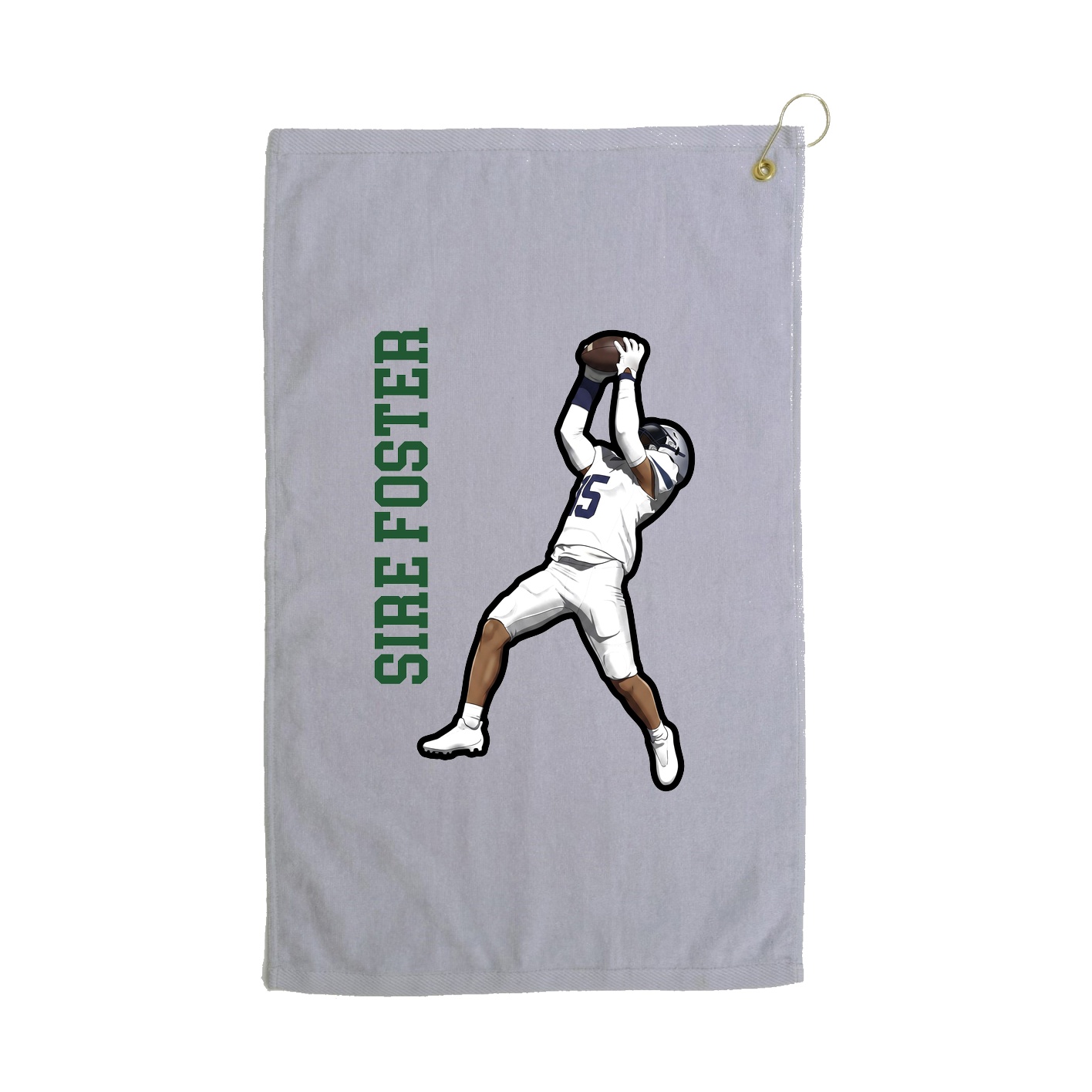 Golf Towel — Name Vertical in Grey