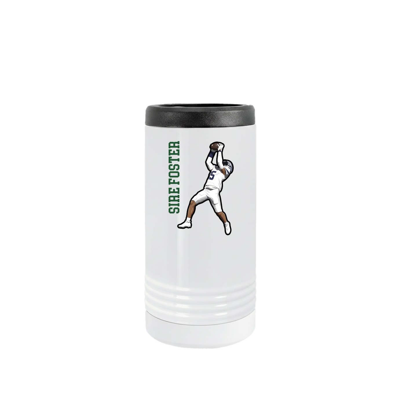Slim Beverage Holder — Name Vertical in White