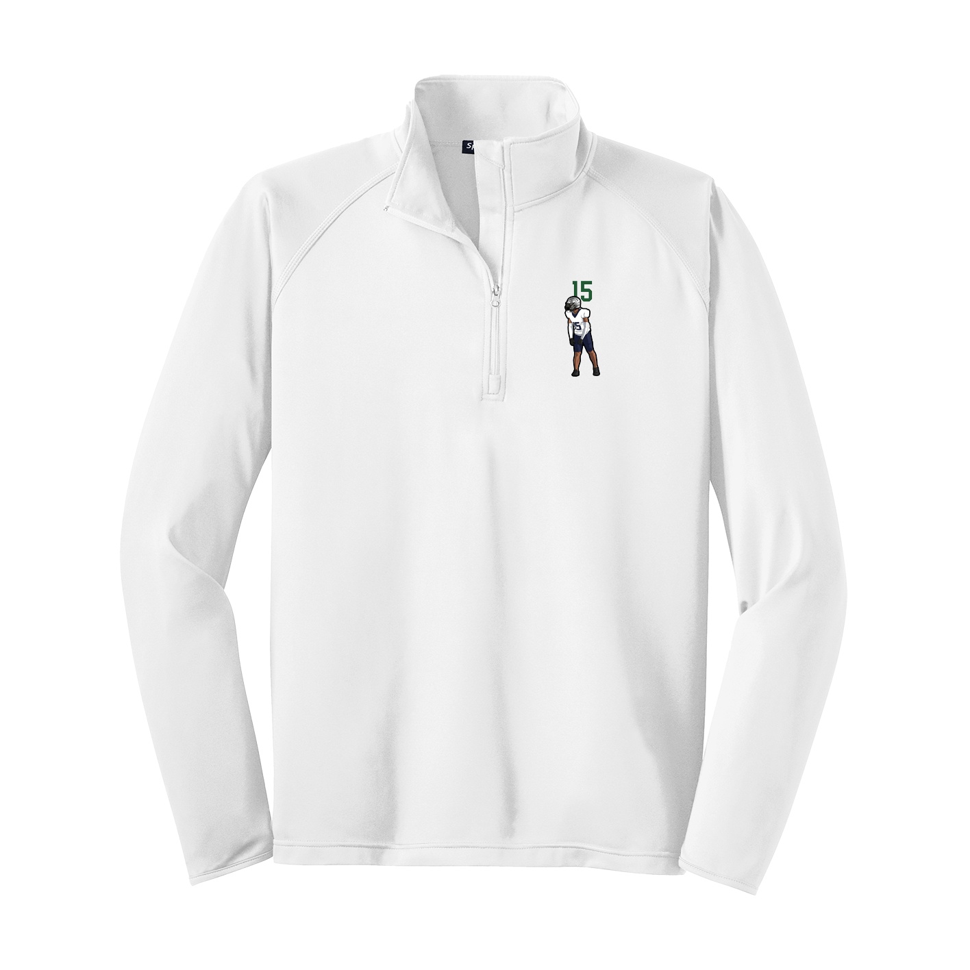 Q-Zip Pullover — Number Top in White