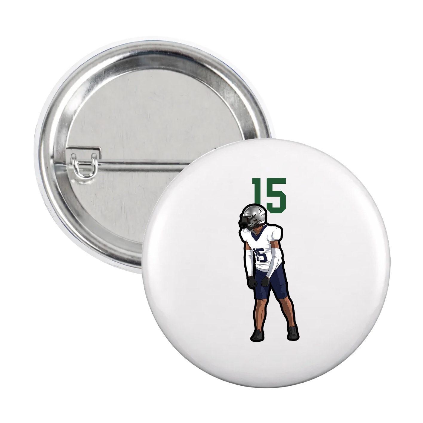 Game Day Button — Number Top in White