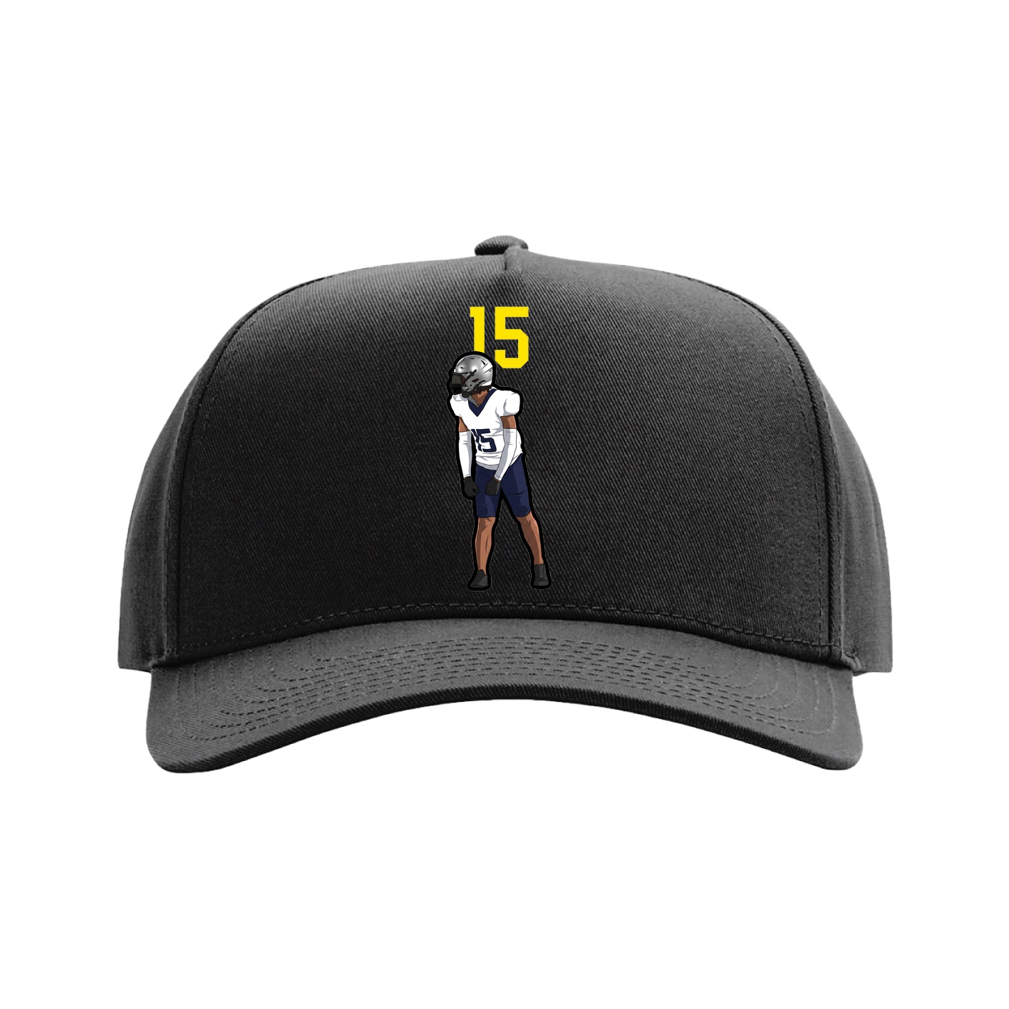 Full Fabric Five-Panel Champ Cap — Number Top in Black