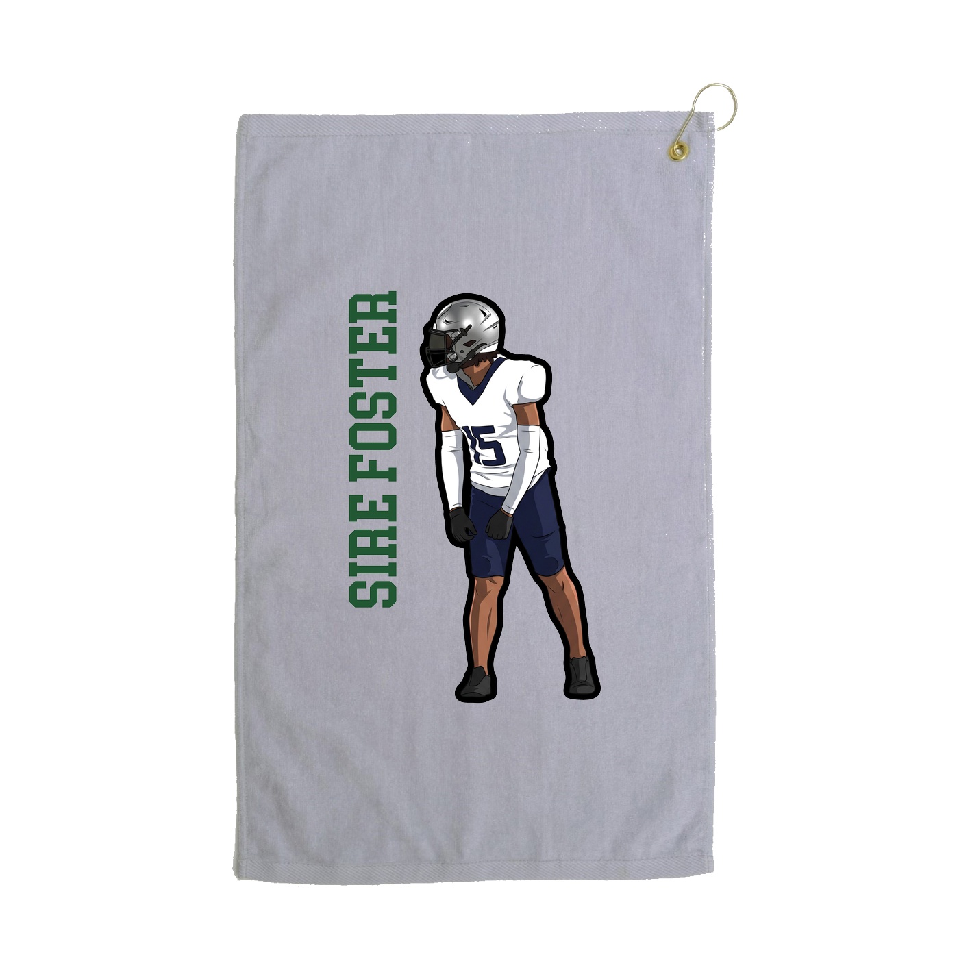 Golf Towel — Name Vertical in Grey