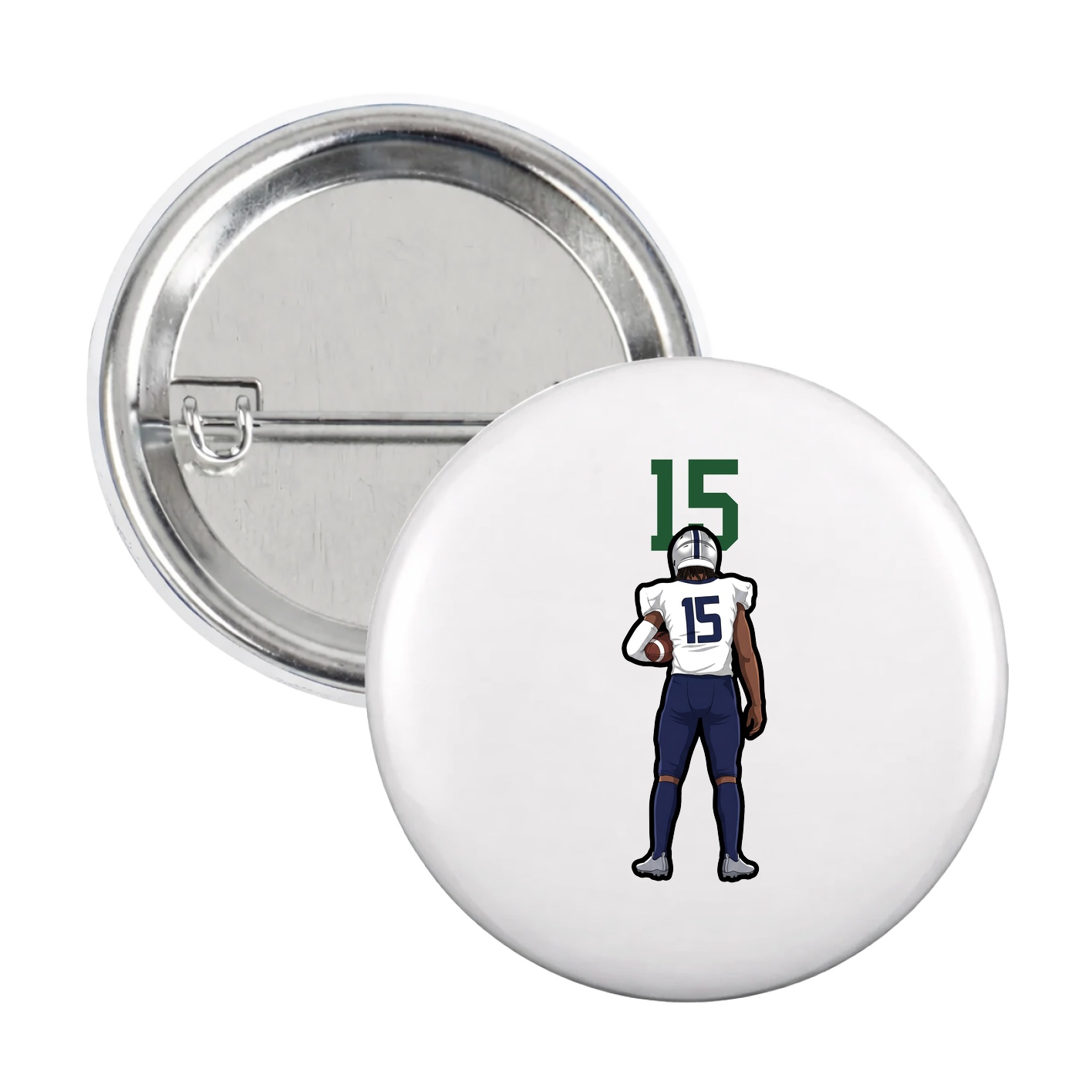 Game Day Button — Number Top in White