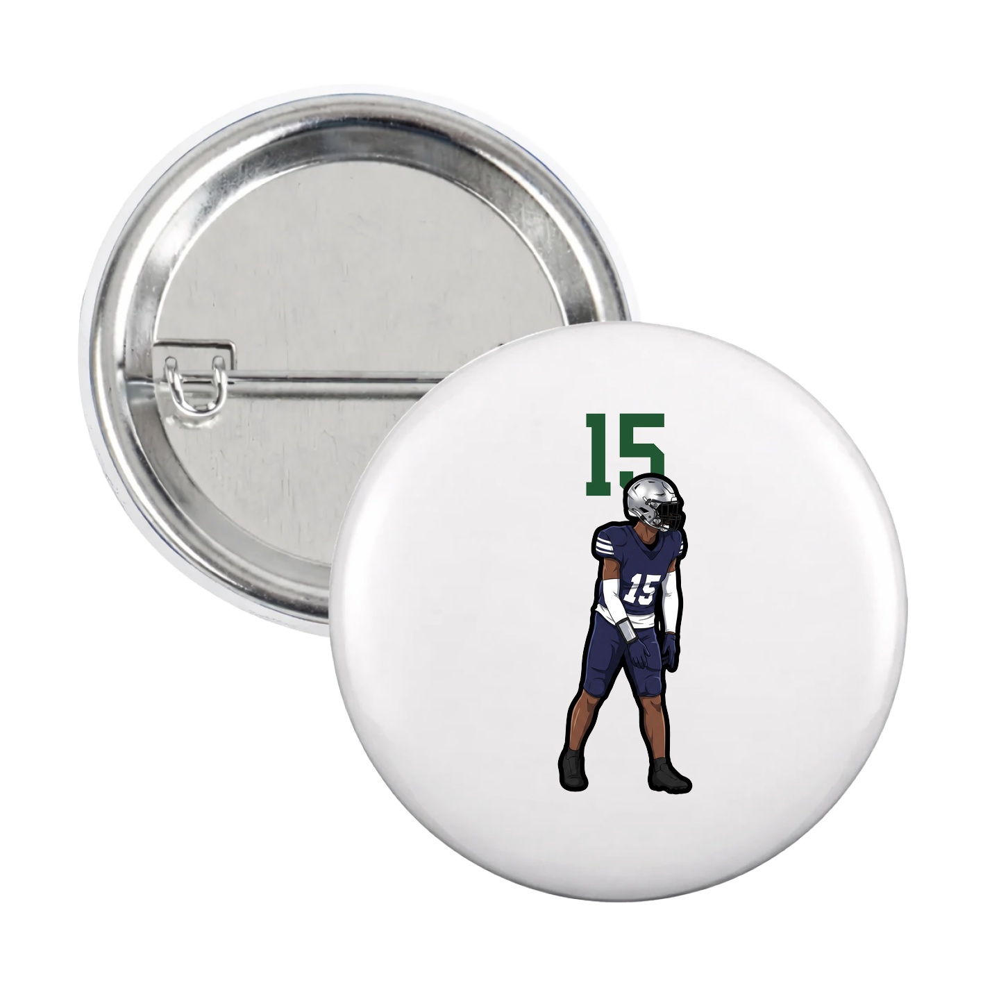 Game Day Button — Number Top in White